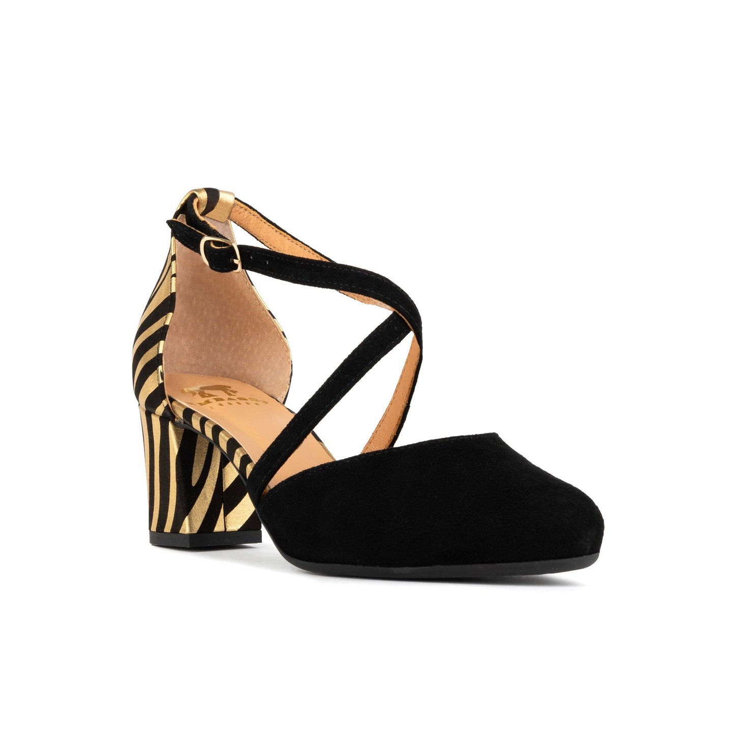Dannii - Black & Gold Stripes Womens Heels Embassy London 