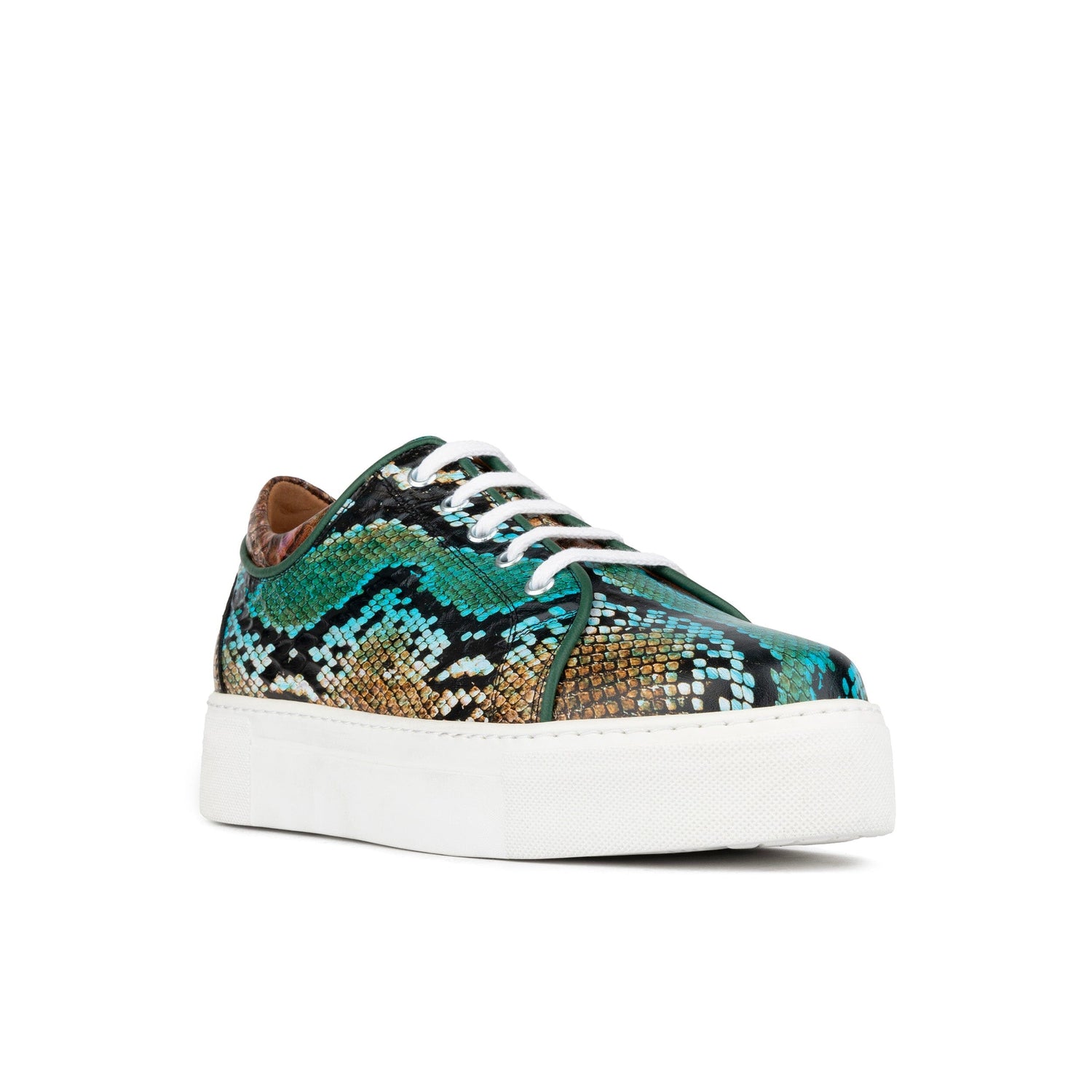 Camila - Green & Brown Snake Pattern Womens Trainers Embassy London 