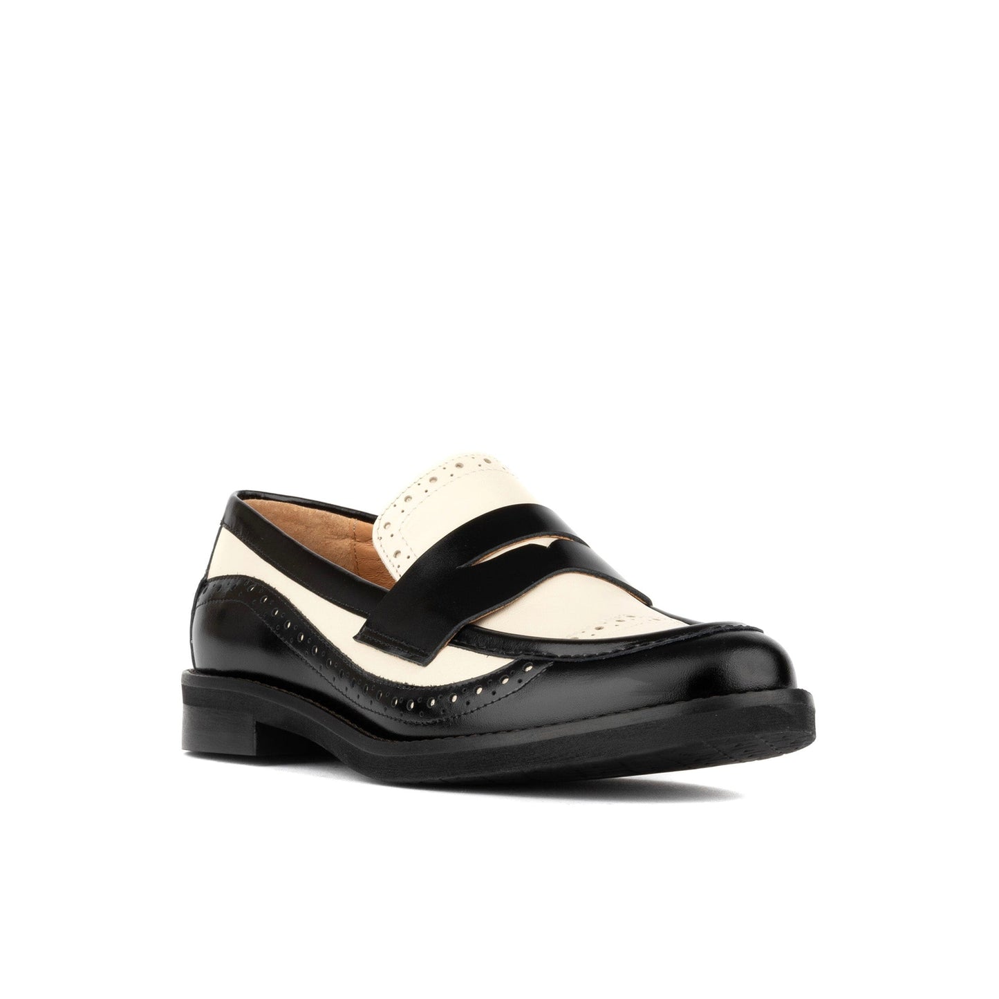 Angelina - Black & Cream Womens Loafers Embassy London 