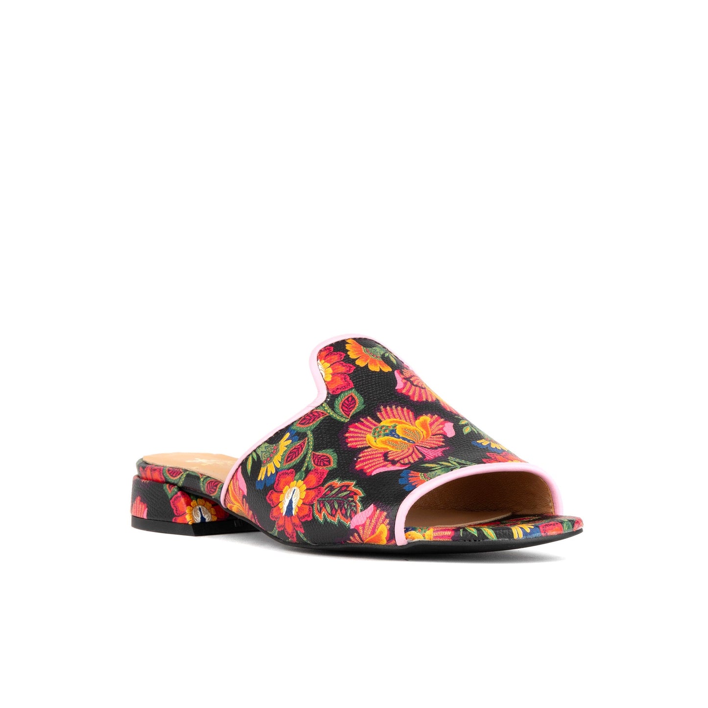 South Beach - Black & Red Flowers Womens Sandals Embassy London 