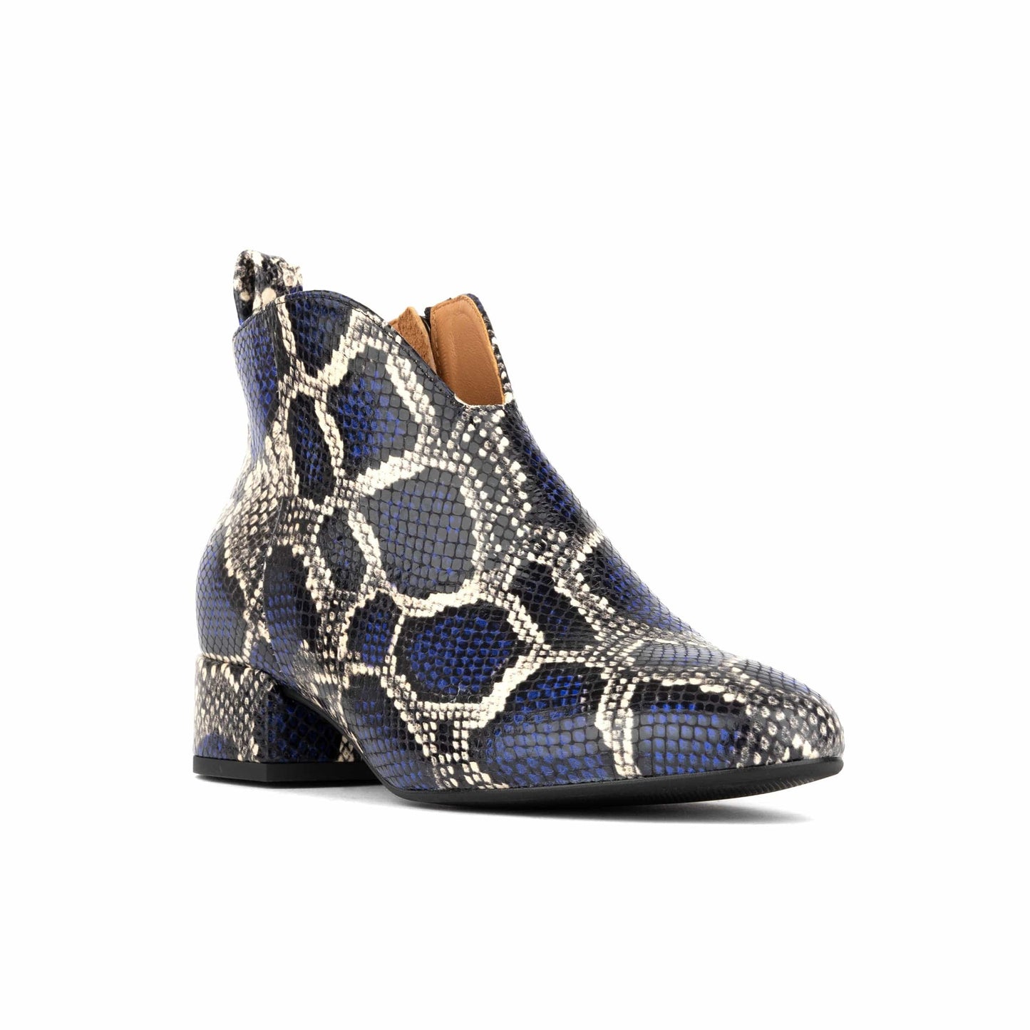 Iris - Blue Snake - Women's leather ankle boot with soft insoles Womens Ankle Boots Embassy London 