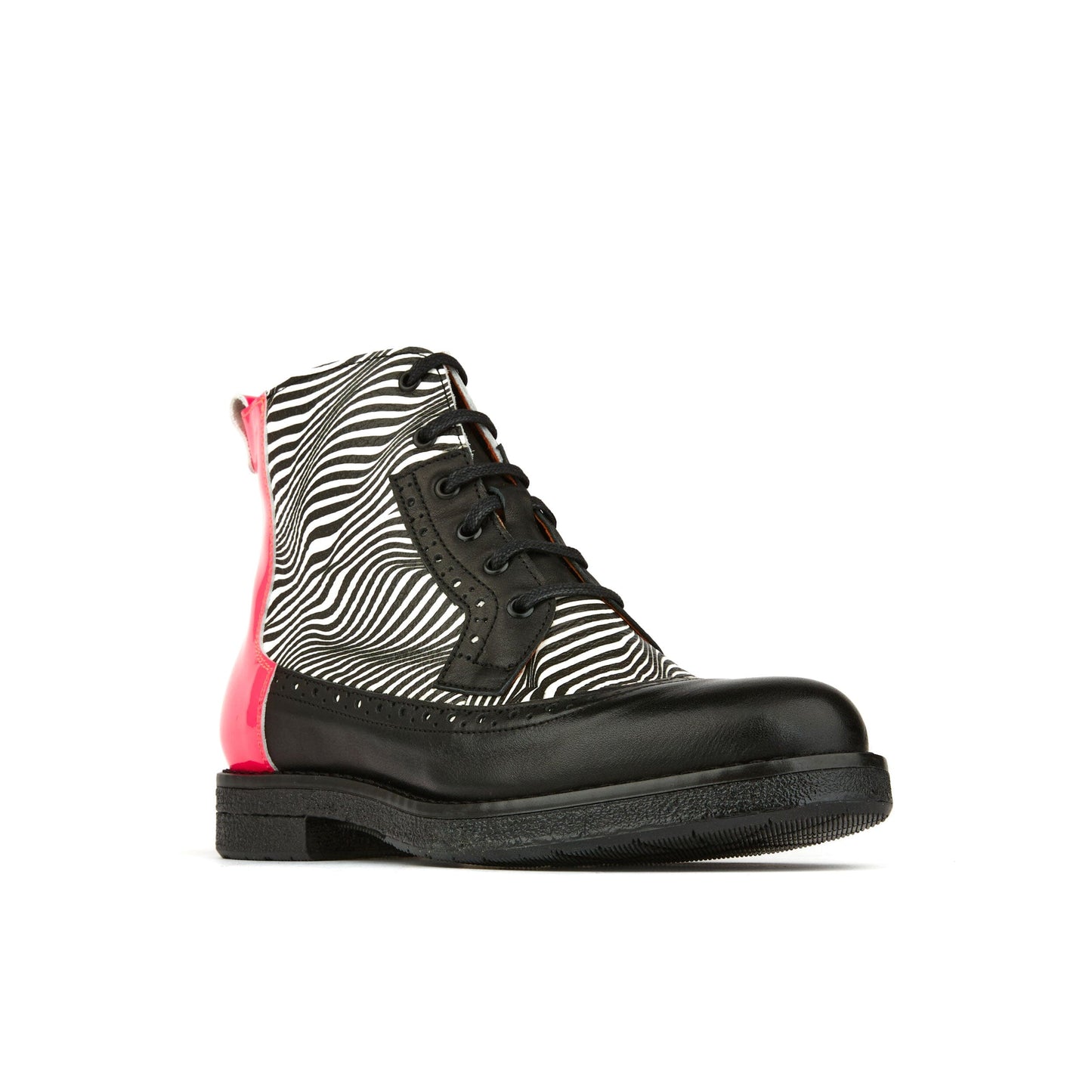 Hatter - Optical Zebra & Black & Pink Womens Ankle Boots Embassy London 