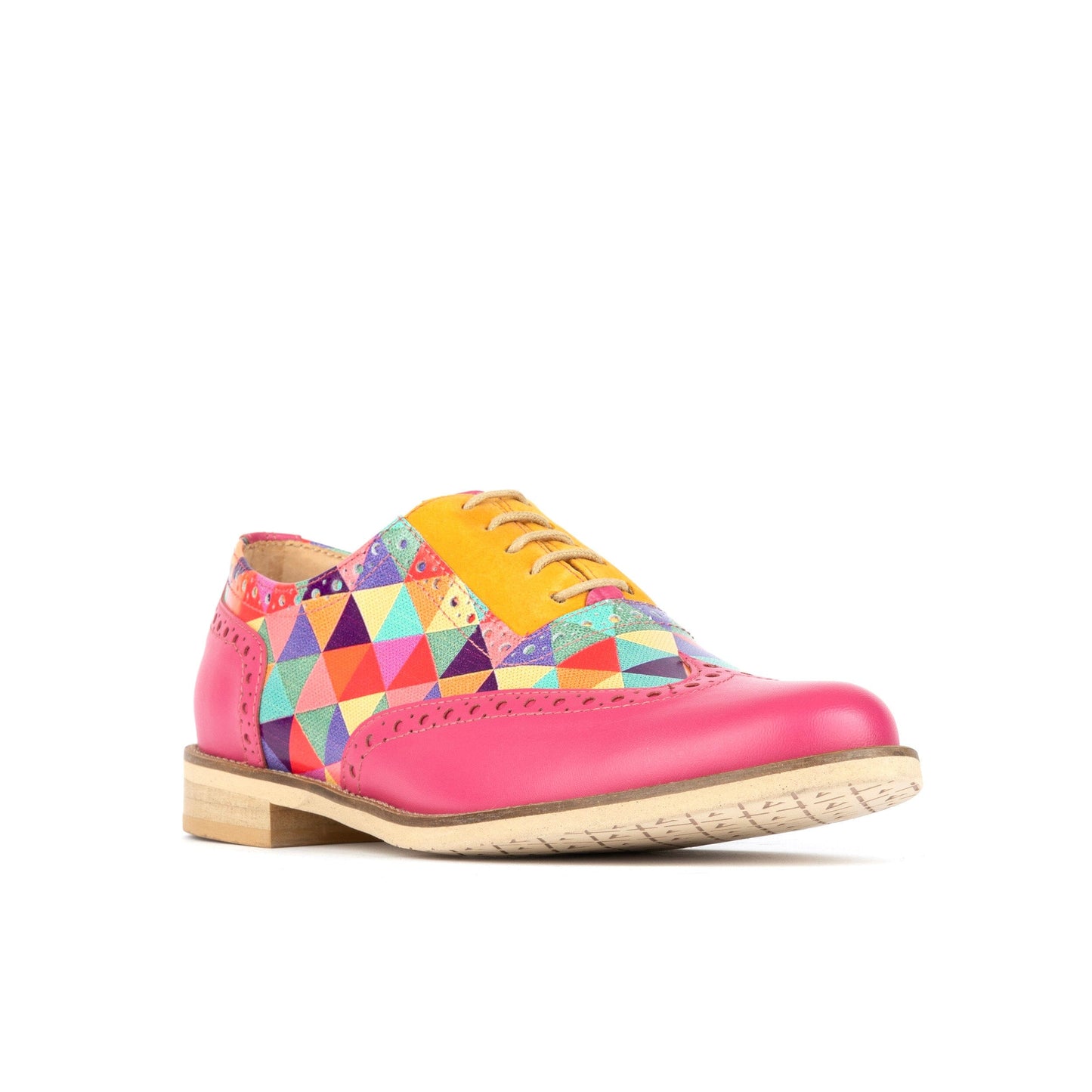 Vivienne - Pink & Yellow & Multi Triangle Print Womens Shoes Embassy London 