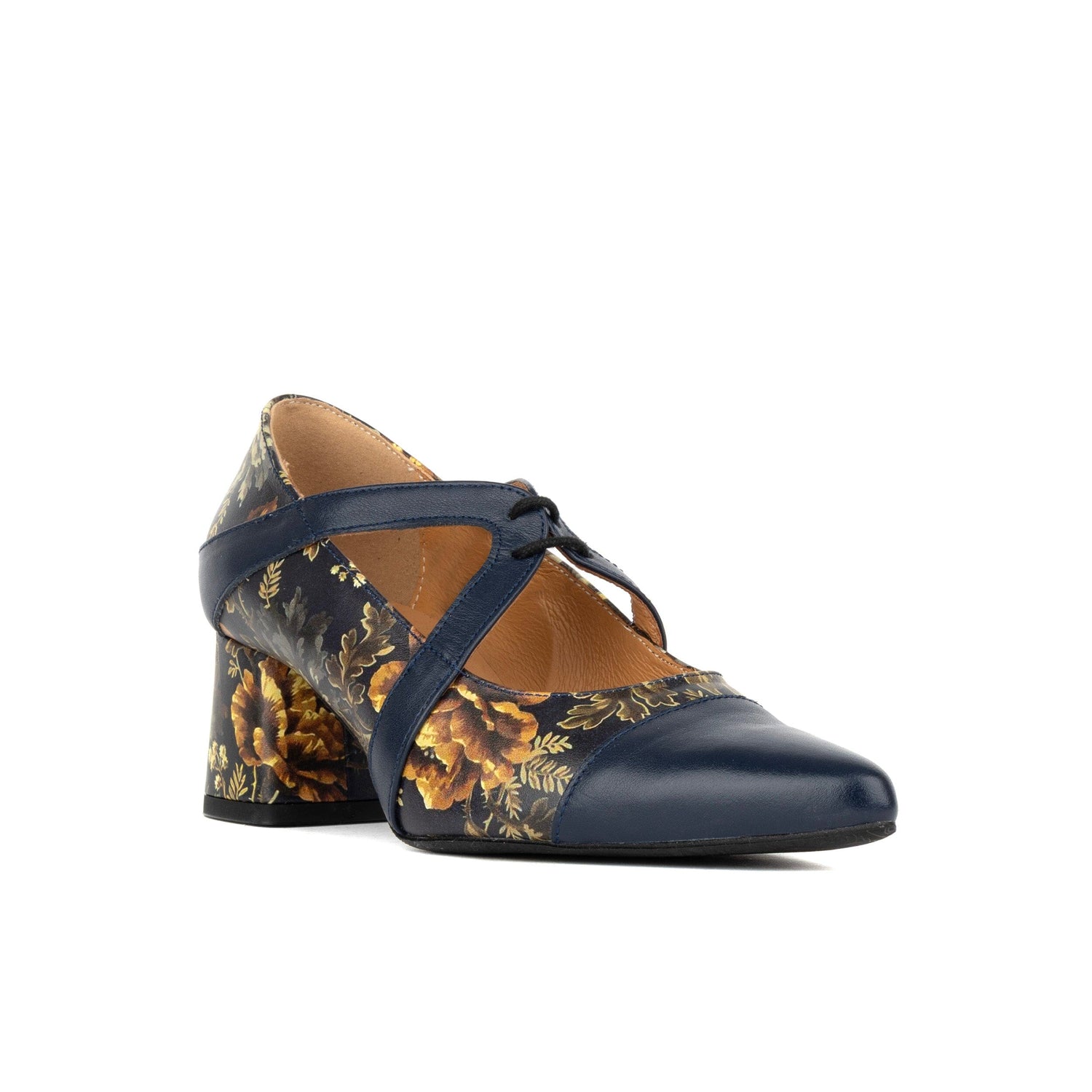 Harlowe High - Navy & Autumn Bloom Womens Heels Embassy London 