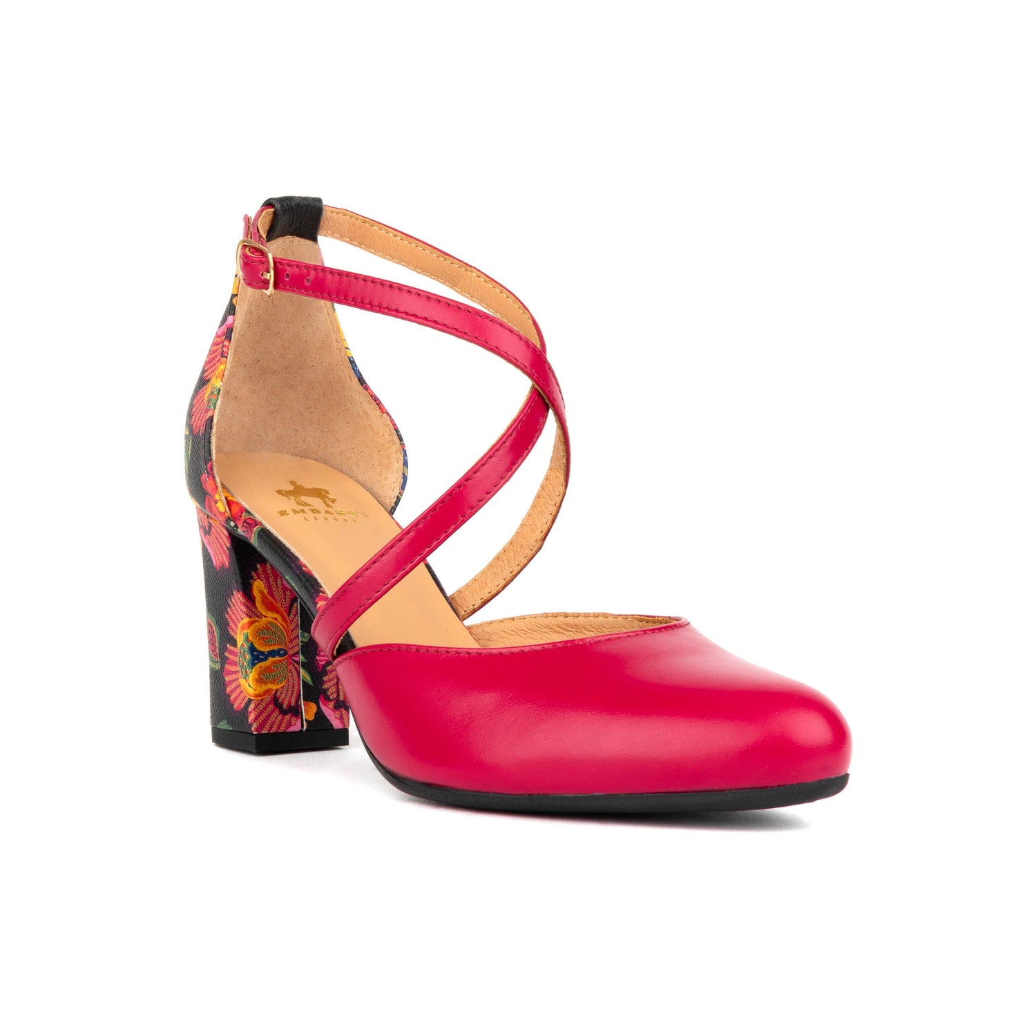 Kylie - Black & Red Flowers Womens Heels Embassy London 