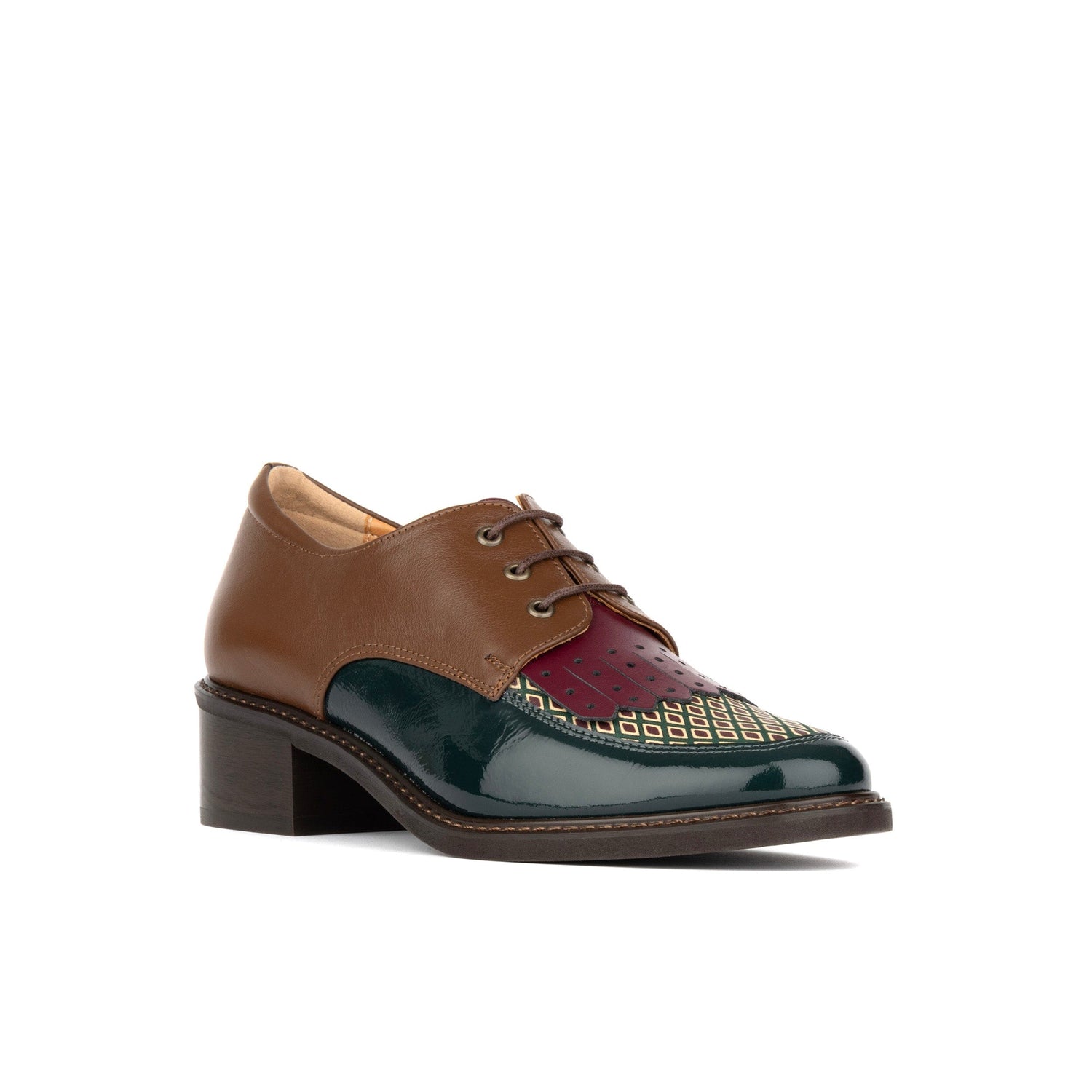 Retro Tone - Green & Brown & Purple Womens Heels Embassy London 