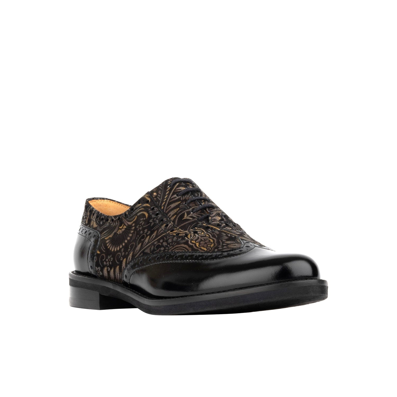 Vivienne - Black & Gold Feathers Womens Shoes Embassy London 