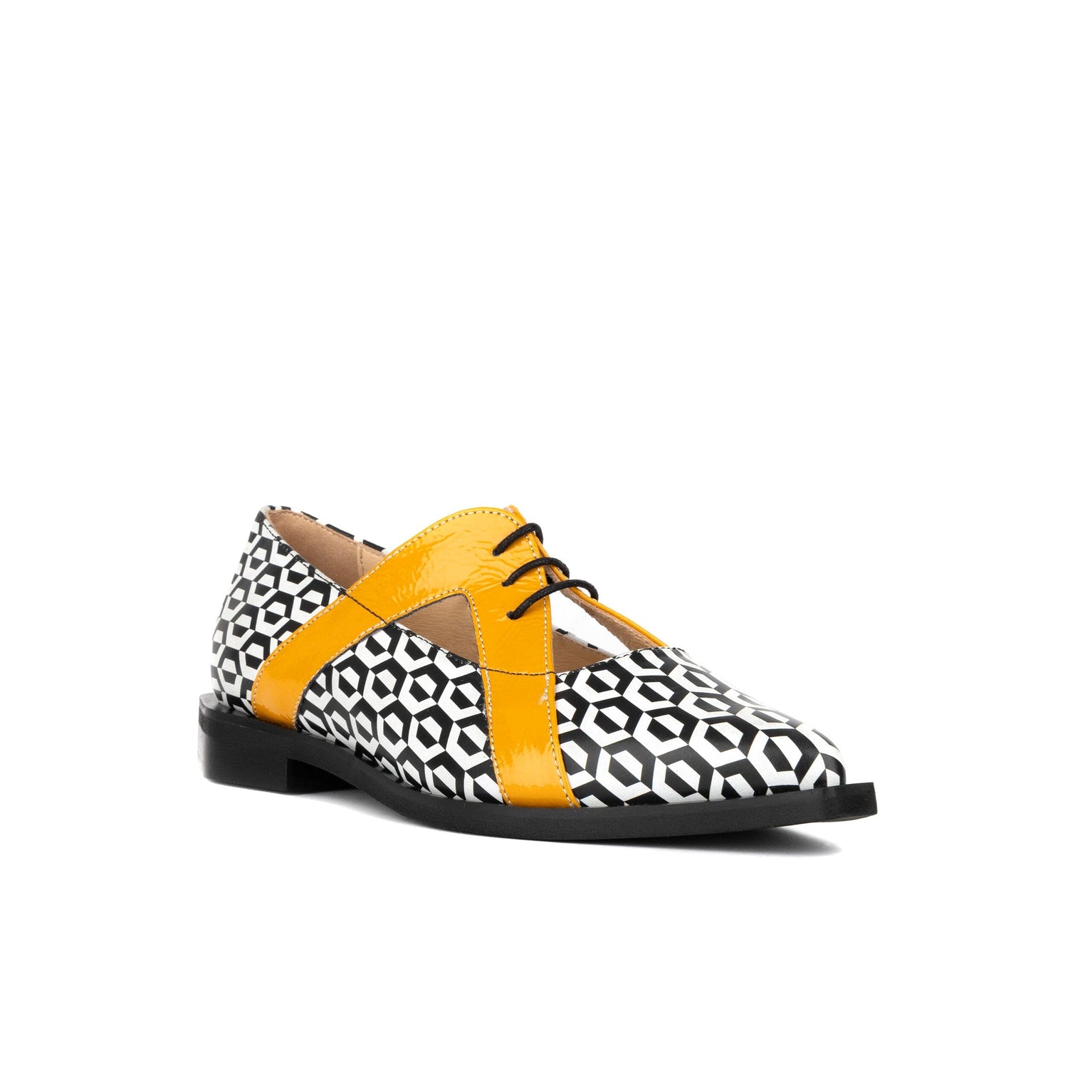 Harlowe - Black & White Hexa & Yellow Womens Shoes Embassy London 