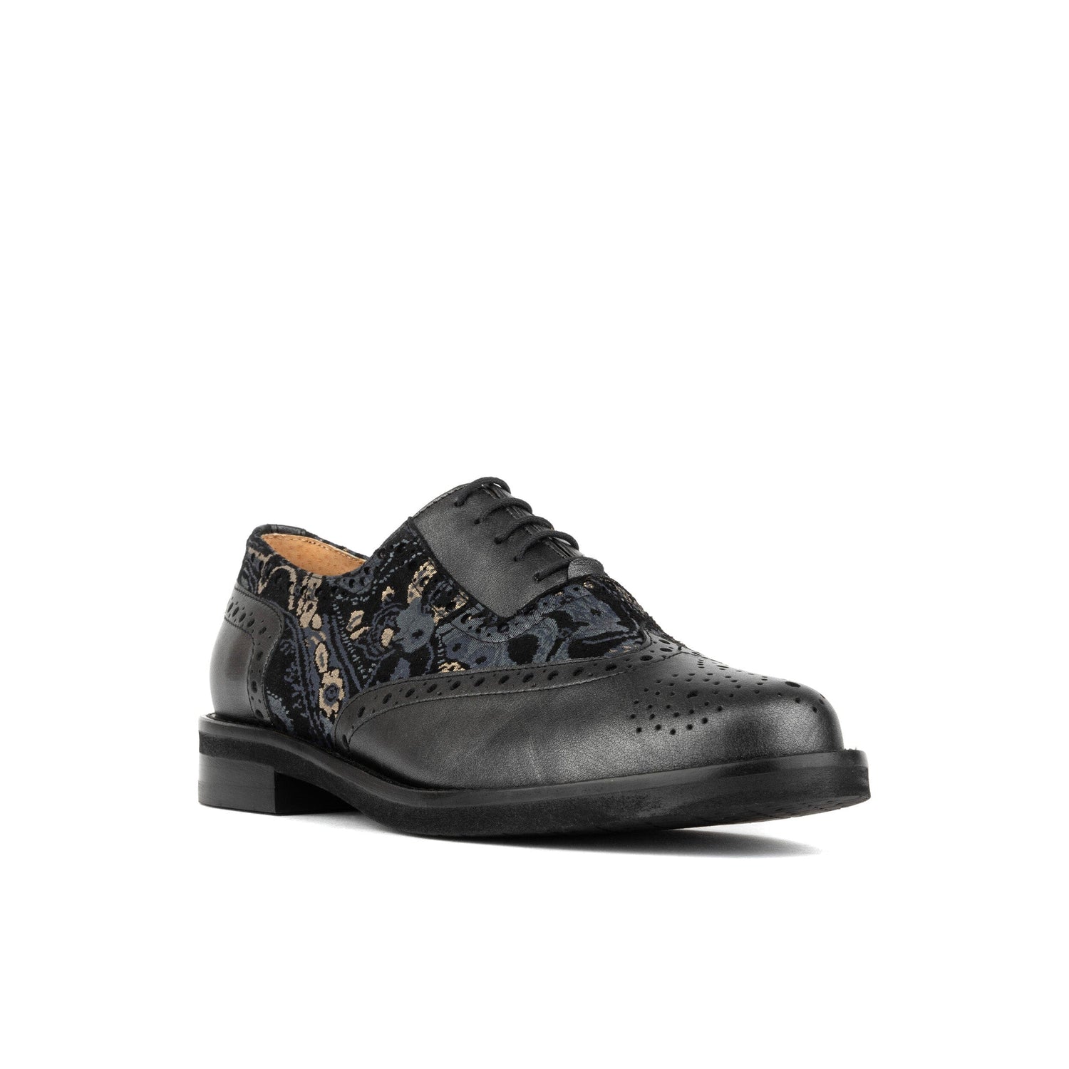 Vivienne - Black & Grey & Gold Womens Shoes Embassy London 