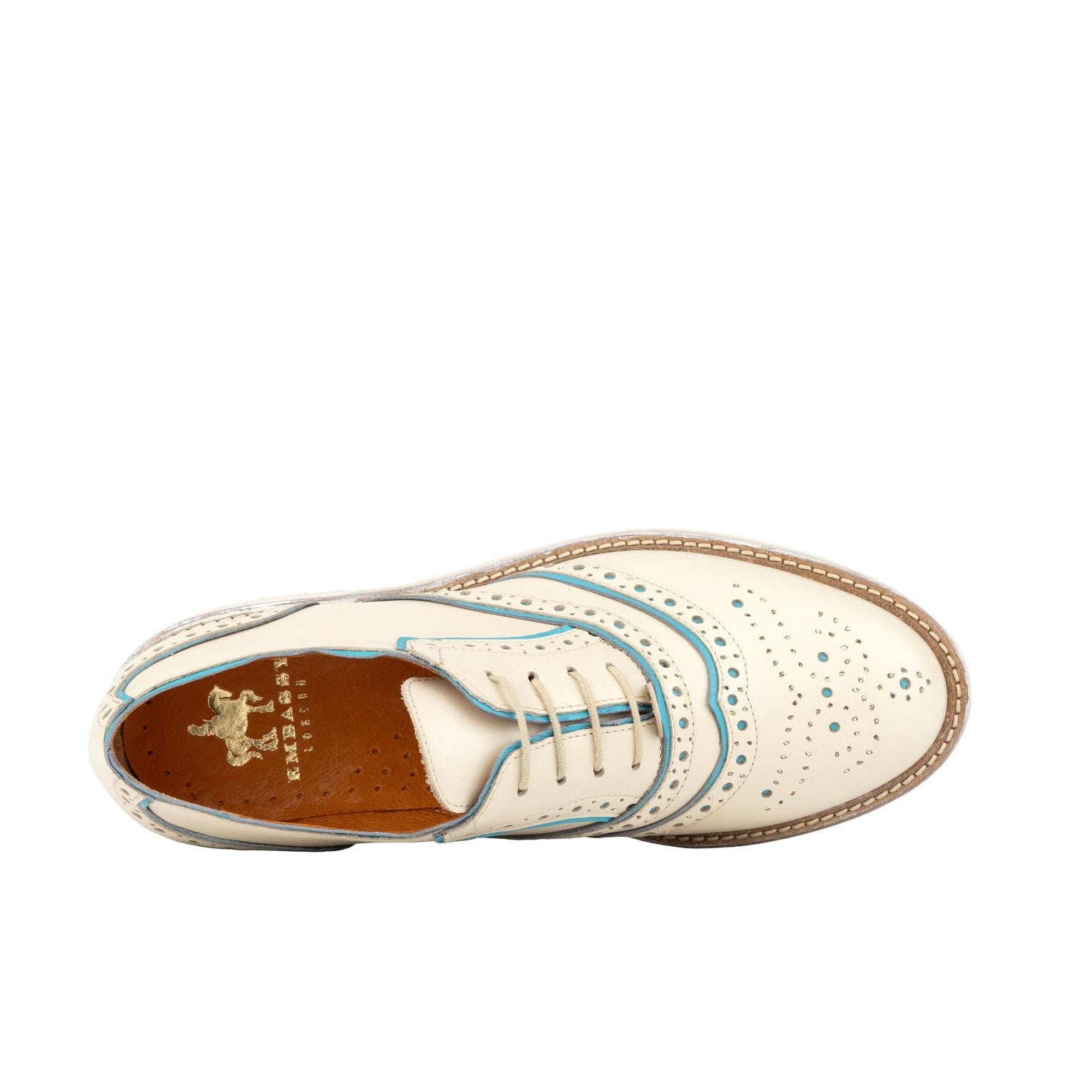 Brick Lane - White & Light Blue Womens Shoes Embassy London 