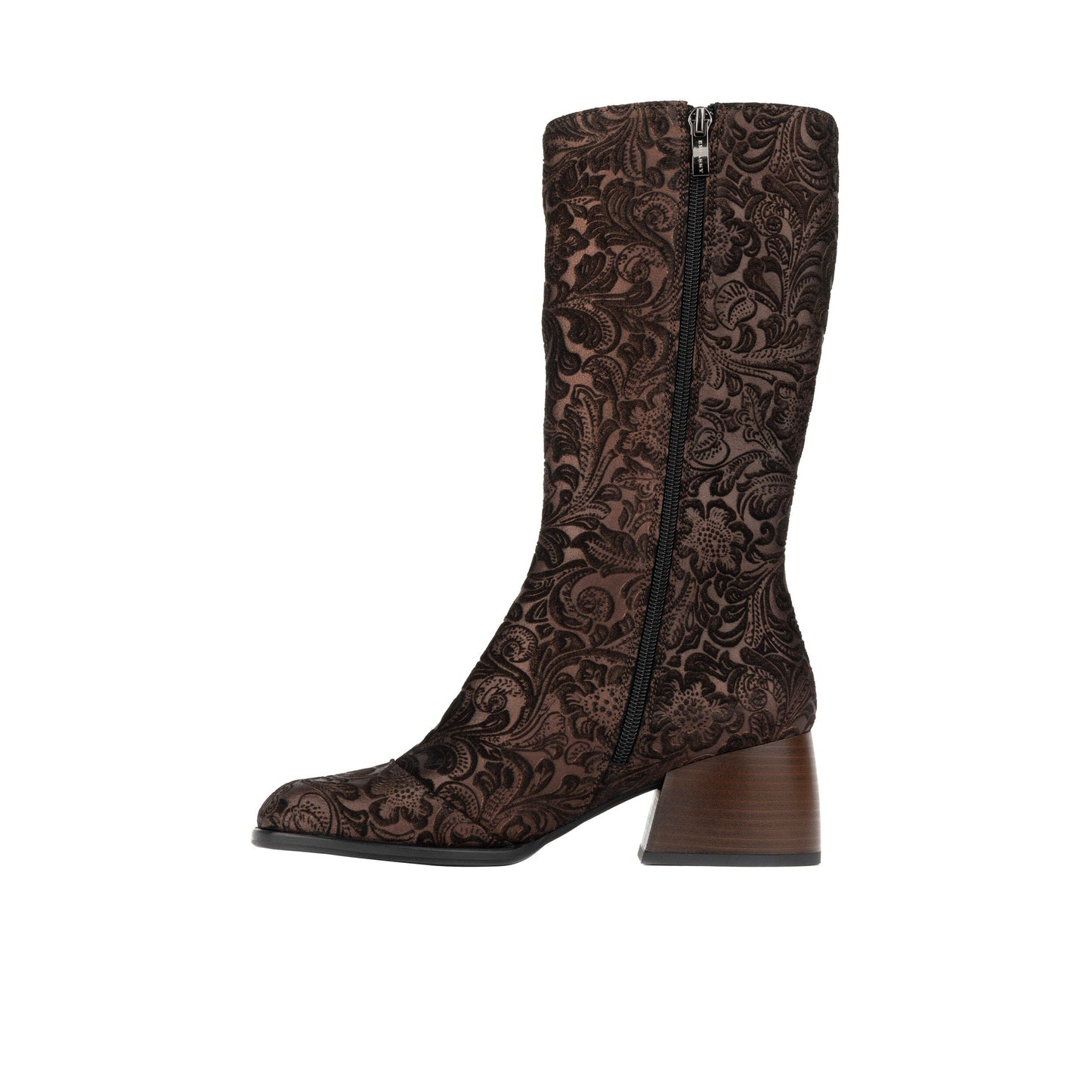 Leticia - Burgundy Floral Emboss Womens Long Boots Embassy London 