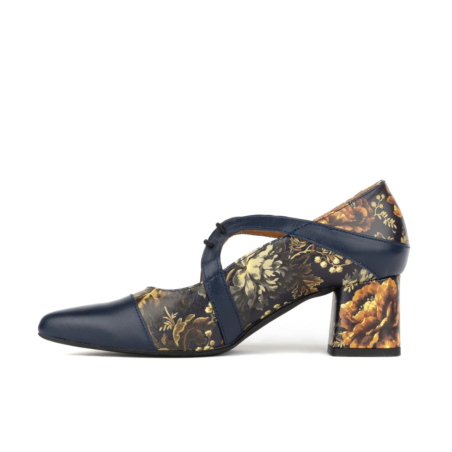 Harlowe High - Navy & Autumn Bloom Womens Heels Embassy London 