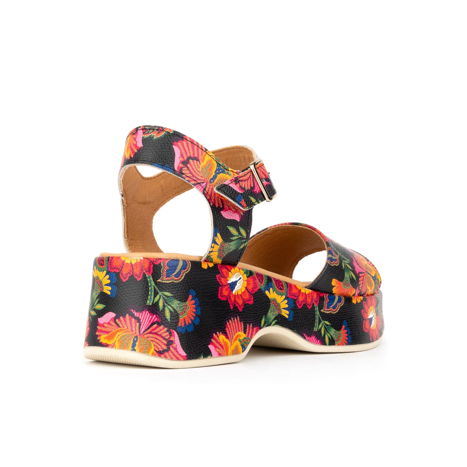 Palm Rise - Black & Red Flowers Womens Sandals Embassy London 
