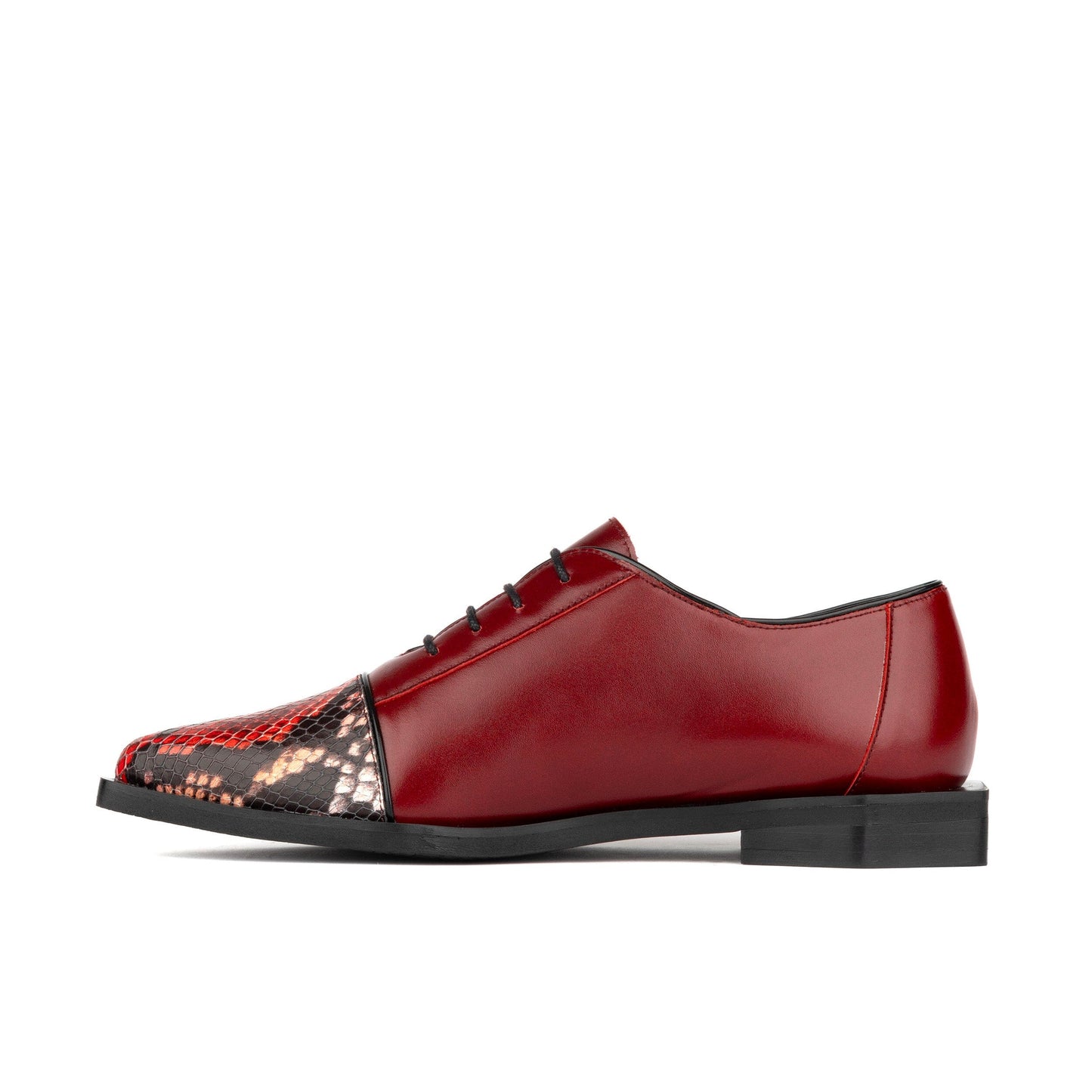 Sloan - Red - Women's Leather Oxford with Snakeskin toe Womens Shoes Embassy London 