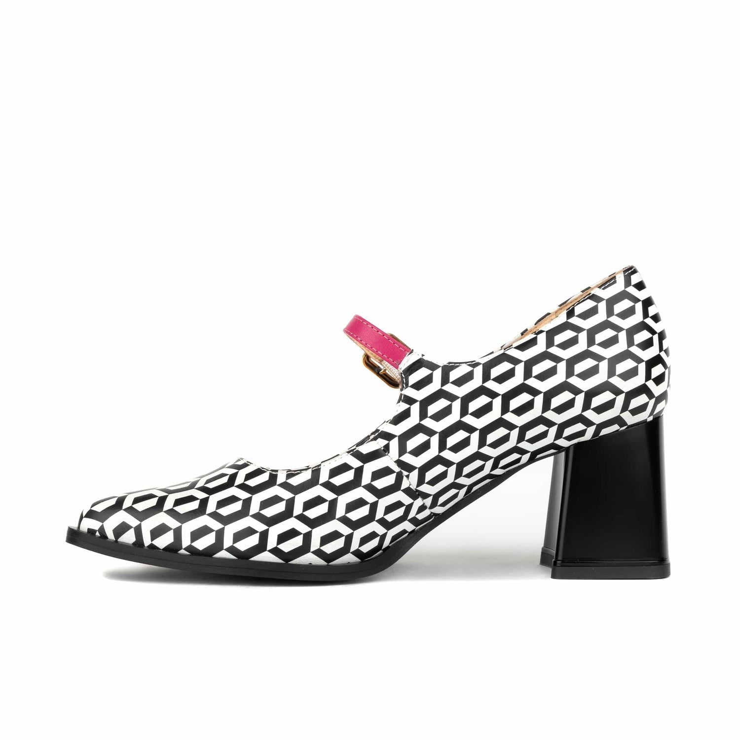 Hyde - Pink & Hexa Print - Women's Leather Mary Jane Pump Womens Heels Embassy London 