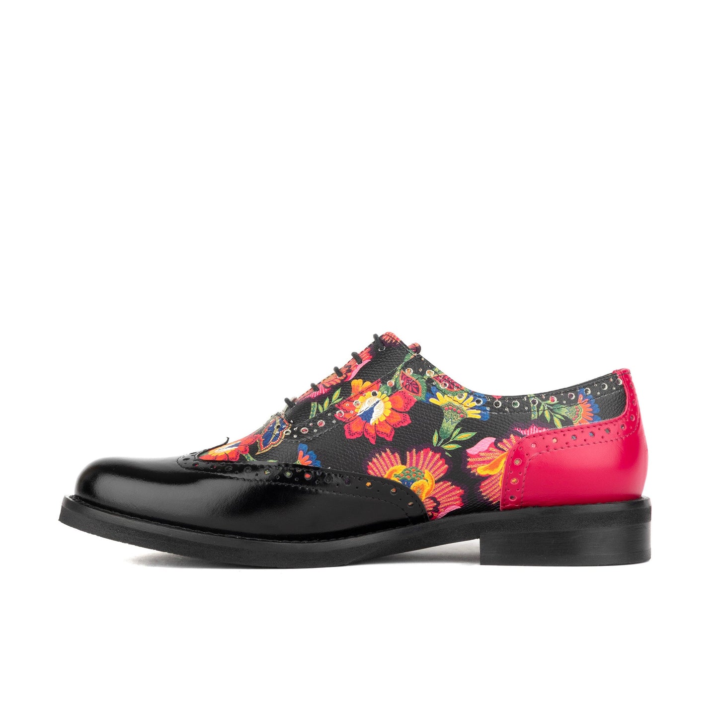 Vivienne - Black & Red Flowers Womens Shoes Embassy London 