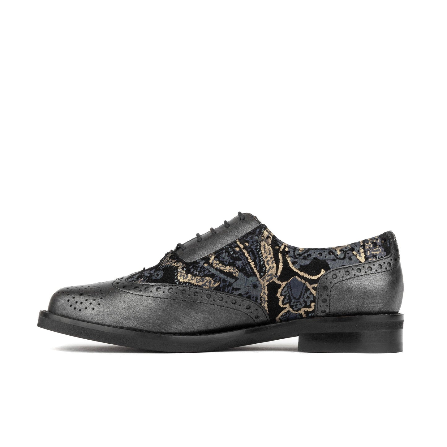 Vivienne - Black & Grey & Gold Womens Shoes Embassy London 