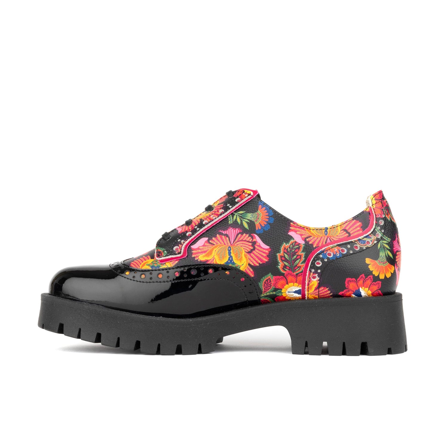 Women’s Platform Oxford Shoes Black Red Floral Embassy London Artisan UK 4 / EU 37 / US 6