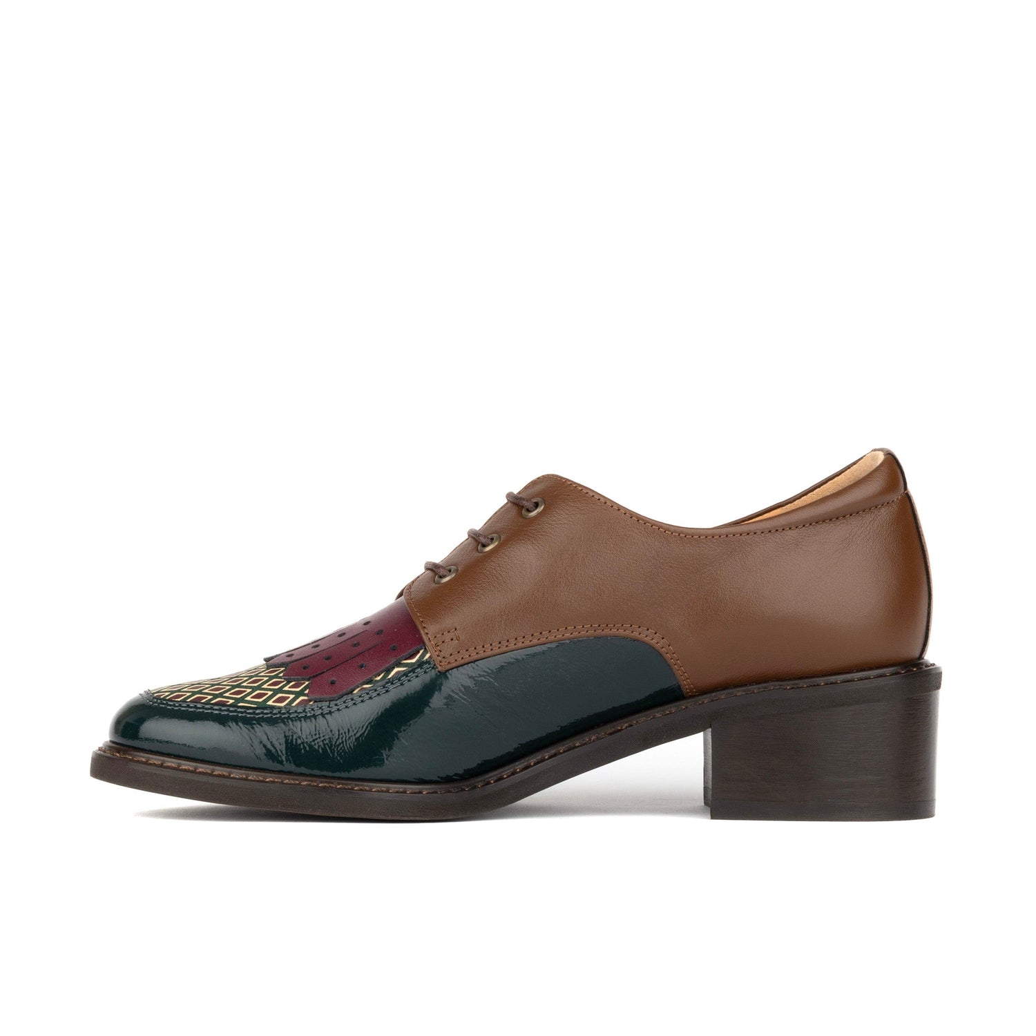 Retro Tone - Green & Brown & Purple Womens Heels Embassy London 