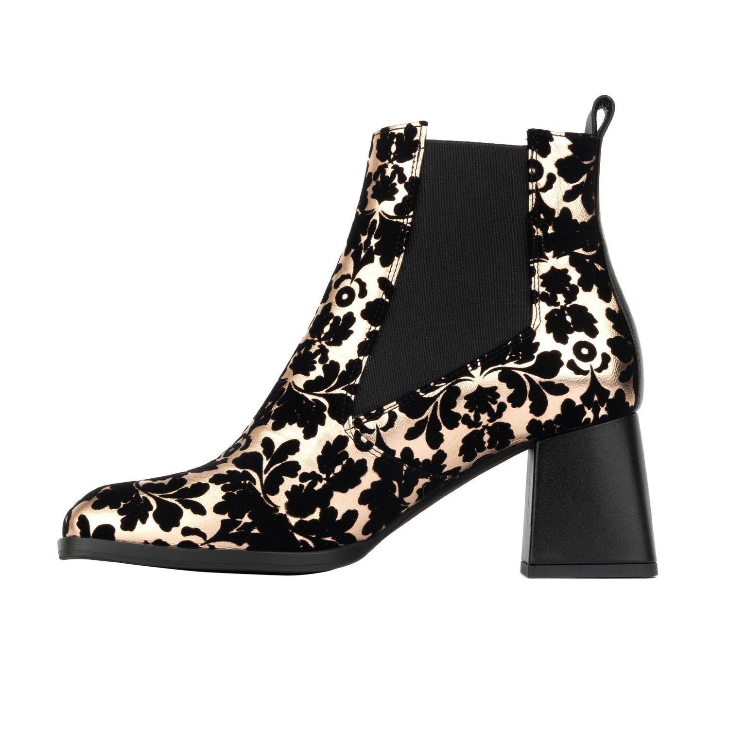 Claudia Mini - Black & Rose Gold Womens Ankle Boots Embassy London 