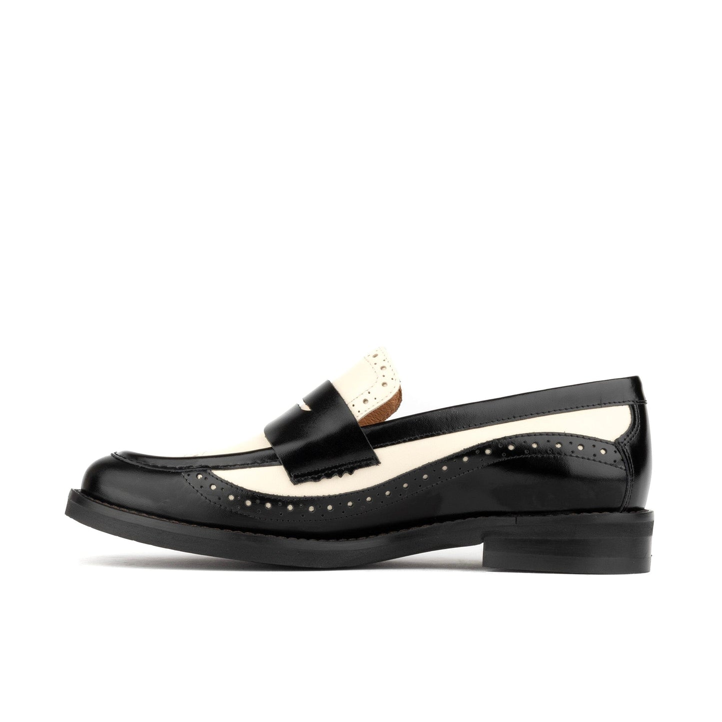 Angelina - Black & Cream Womens Loafers Embassy London 