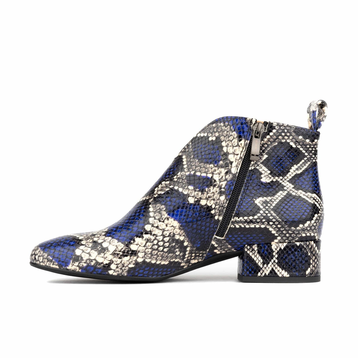 Iris - Blue Snake - Women's leather ankle boot with soft insoles Womens Ankle Boots Embassy London 