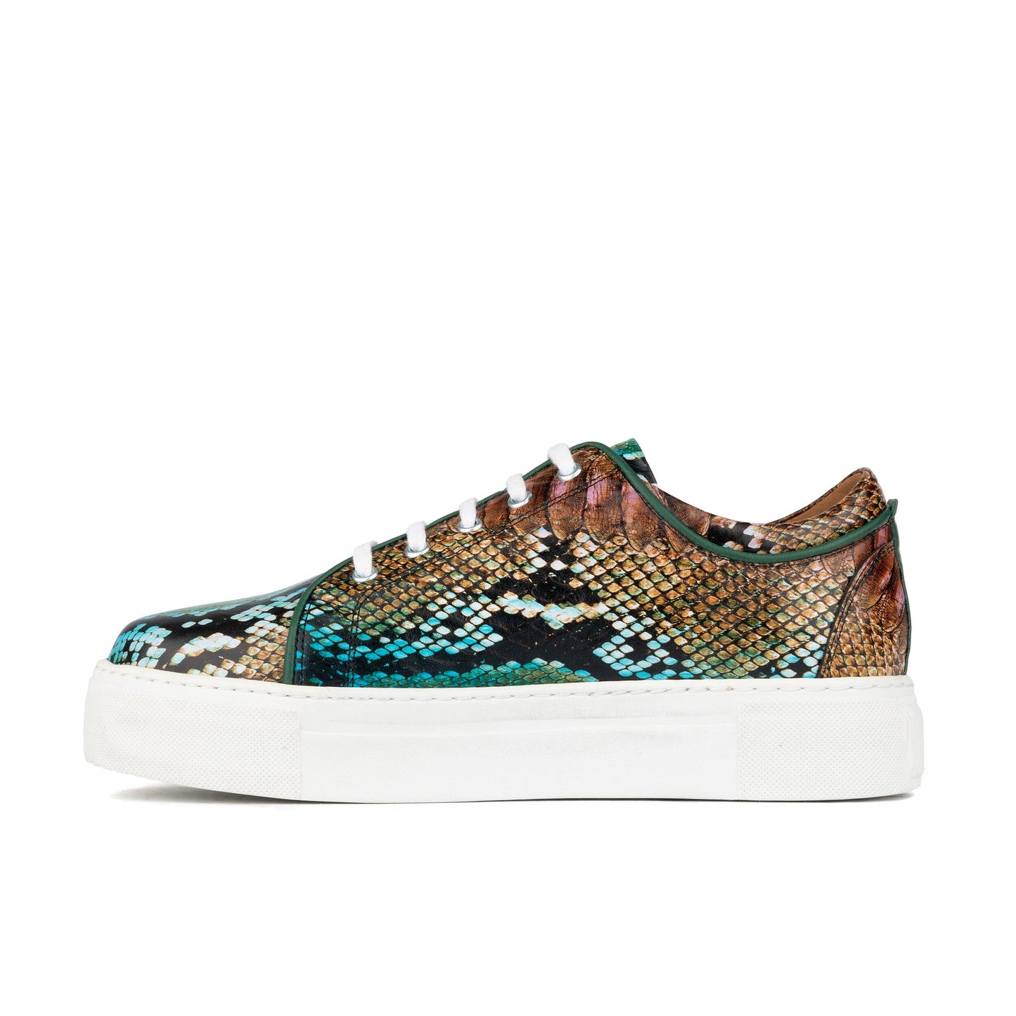 Camila - Green & Brown Snake Pattern Womens Trainers Embassy London 