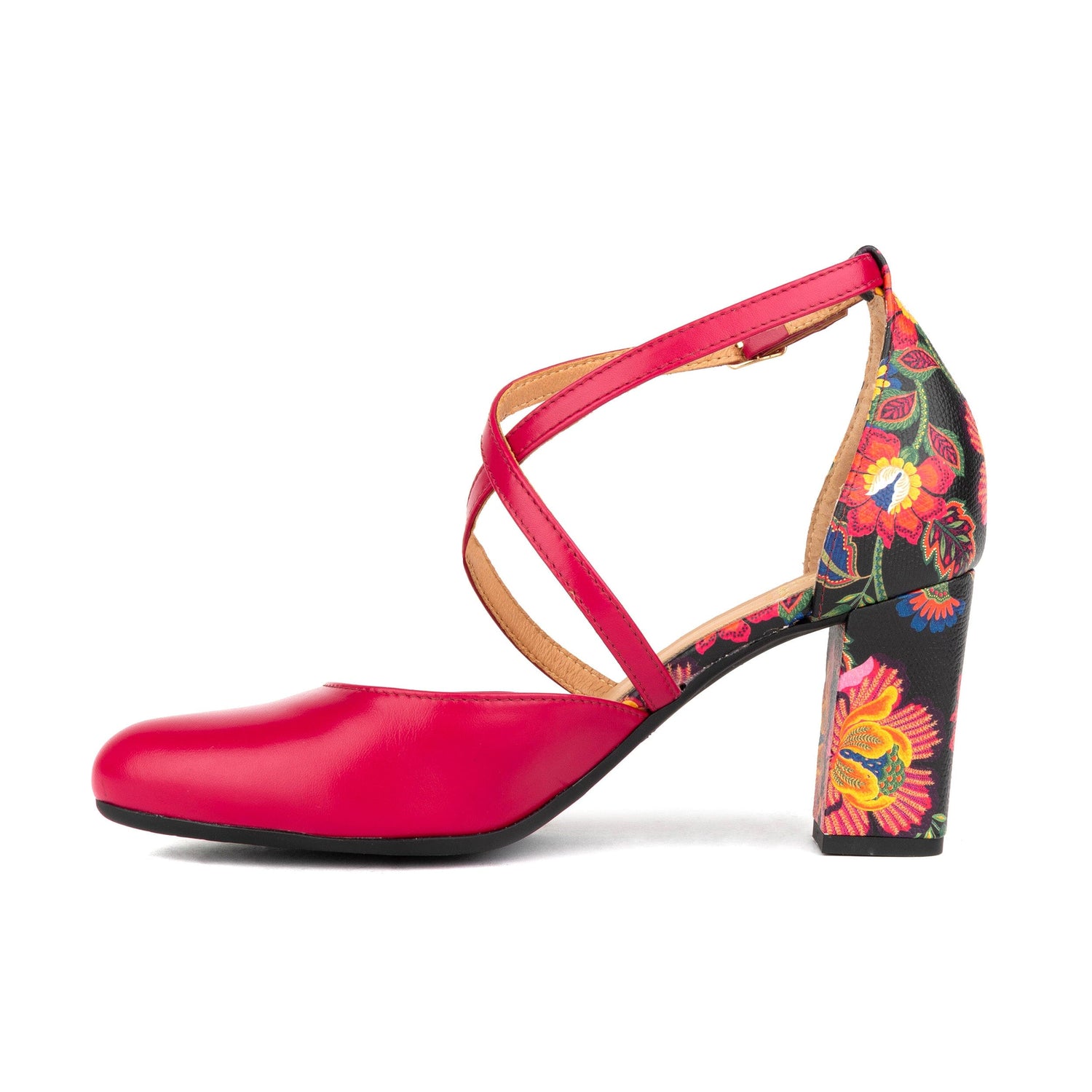Kylie - Black & Red Flowers Womens Heels Embassy London 