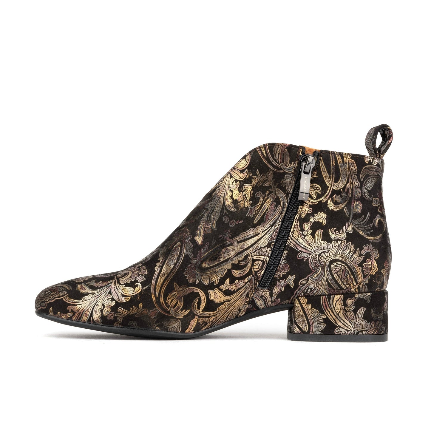 Iris - Black & Gold & Burgundy Womens Ankle Boots Embassy London 