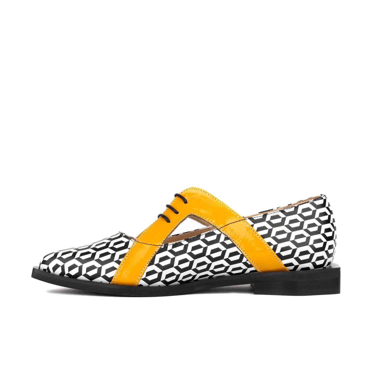 Harlowe - Black & White Hexa & Yellow Womens Shoes Embassy London 