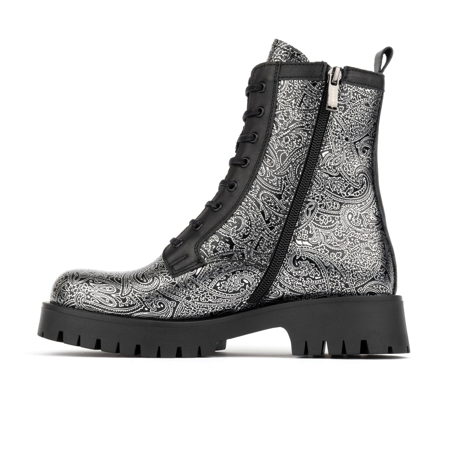 Traveller Platform Wool - Black & Silver Womens Ankle Boots Embassy London 