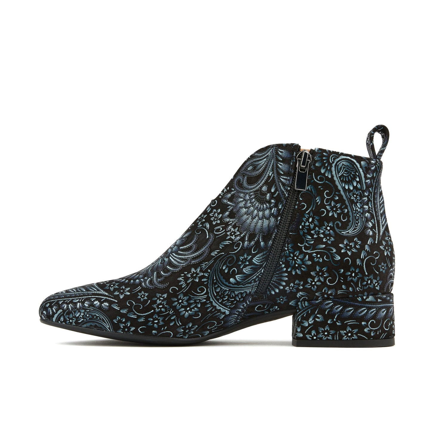 Iris - Black & Blue & Silver Floral Womens Ankle Boots Embassy London 