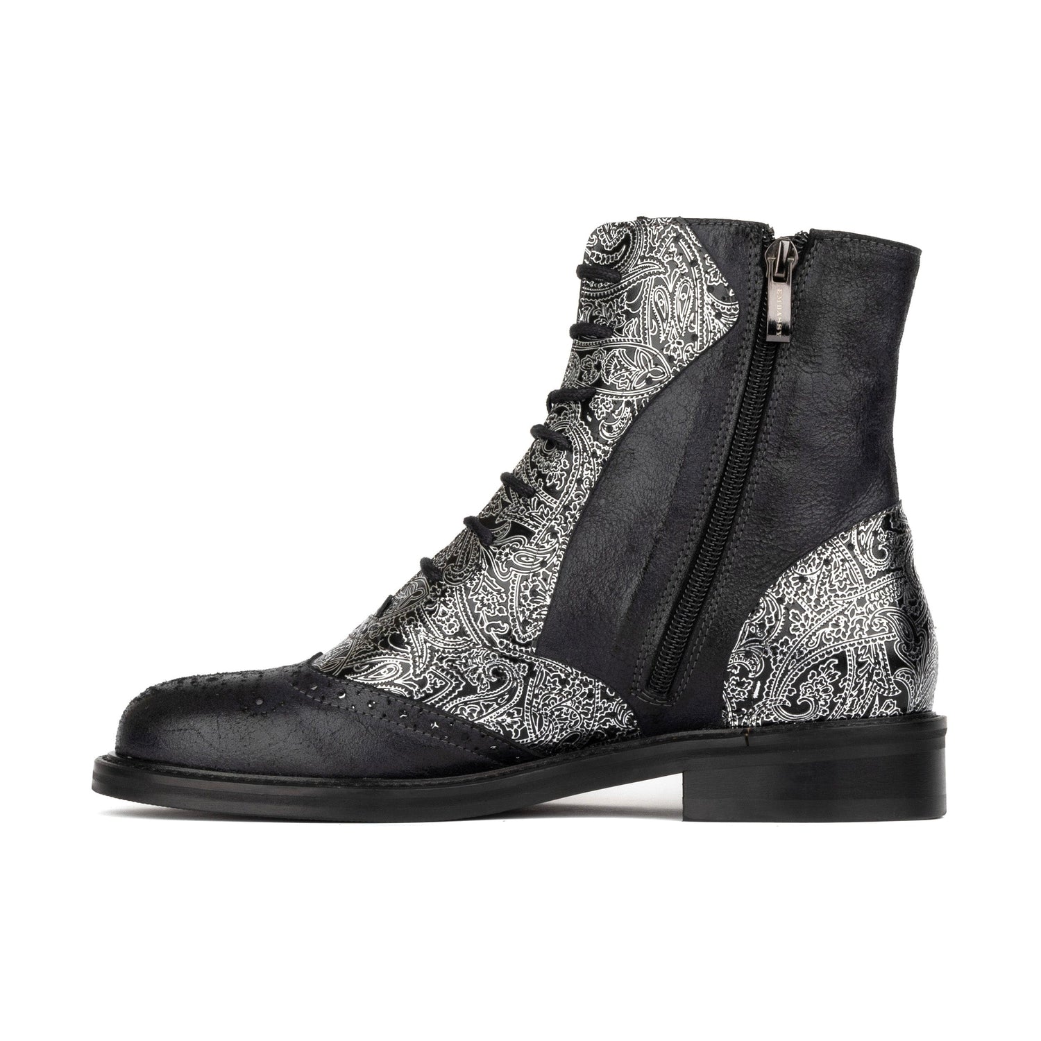 Brick Lane Boots - Black & Silver Womens Ankle Boots Embassy London 