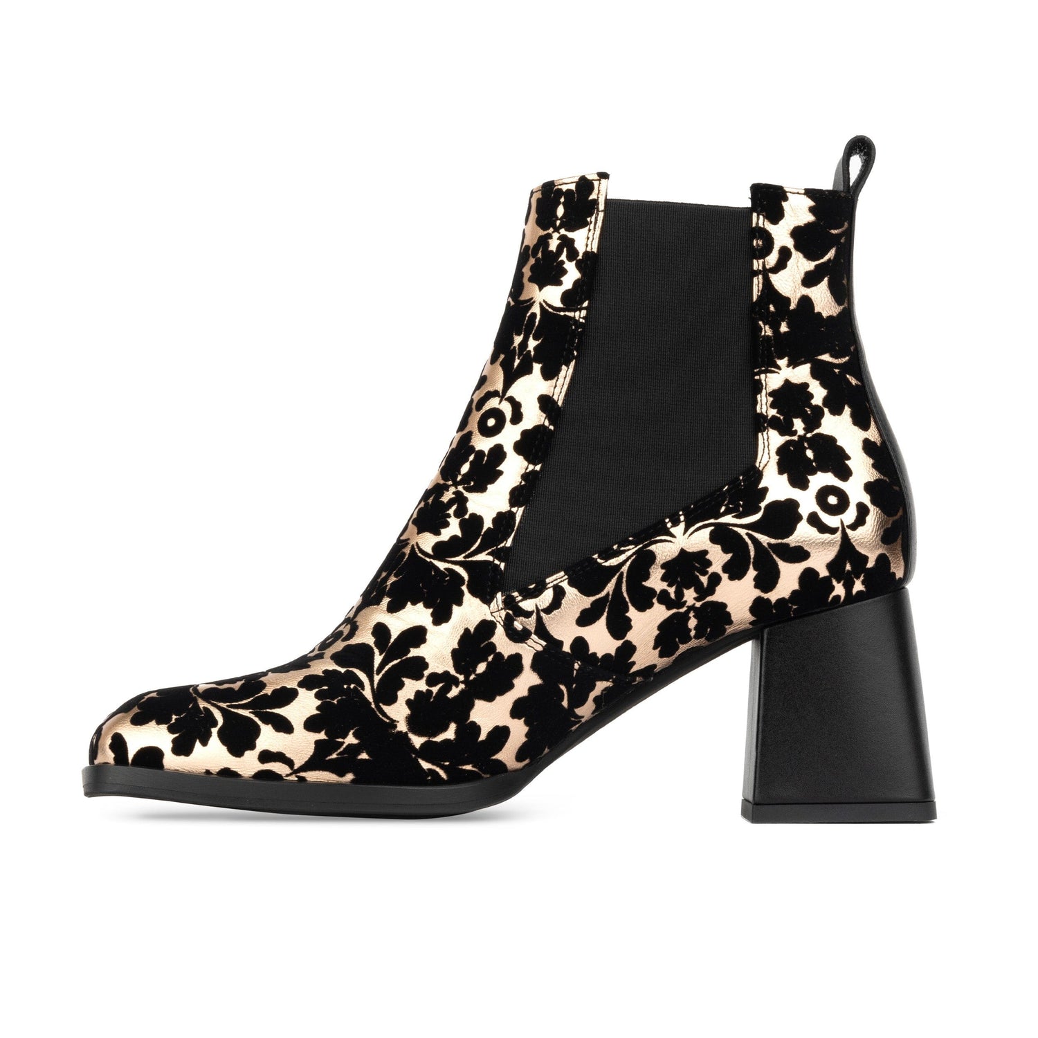 Claudia Mini - Black & Rose Gold Womens Ankle Boots Embassy London 