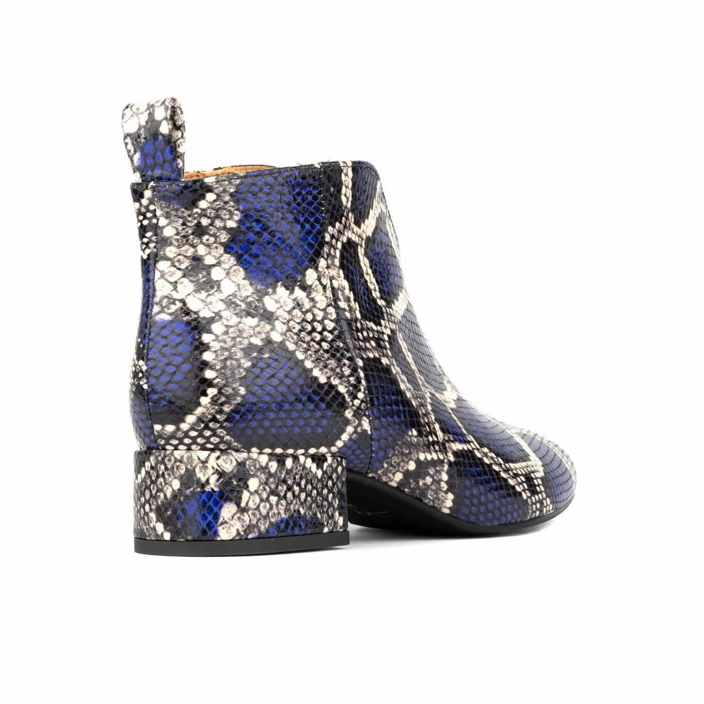 Iris - Blue Snake - Women's leather ankle boot with soft insoles Womens Ankle Boots Embassy London 