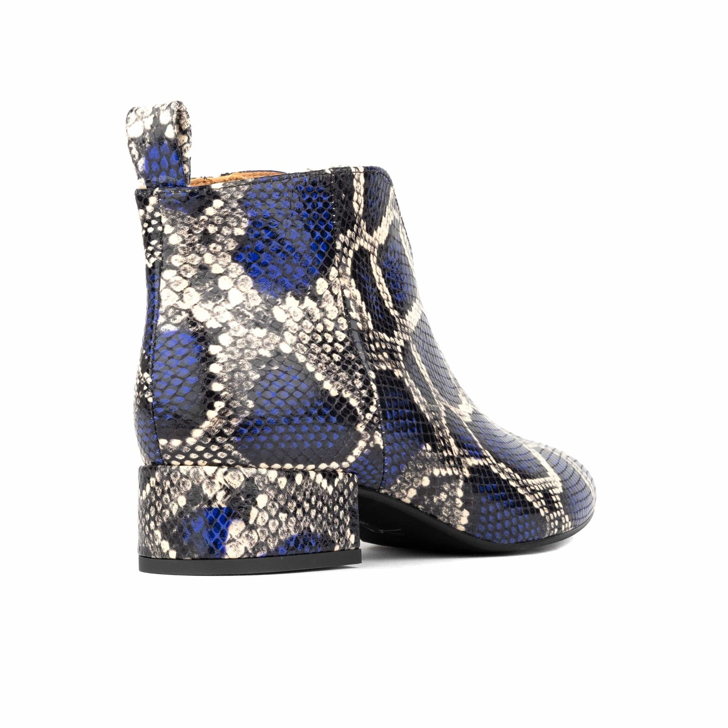 Iris - Blue Snake - Women's leather ankle boot with soft insoles Womens Ankle Boots Embassy London 