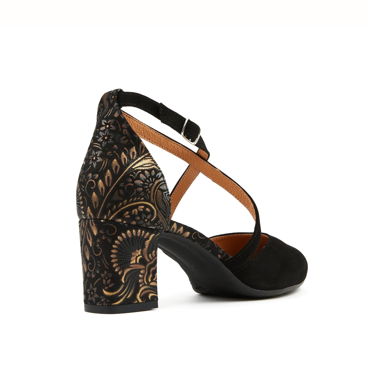 Dannii - Black & Gold Feathers Womens Heels Embassy London 