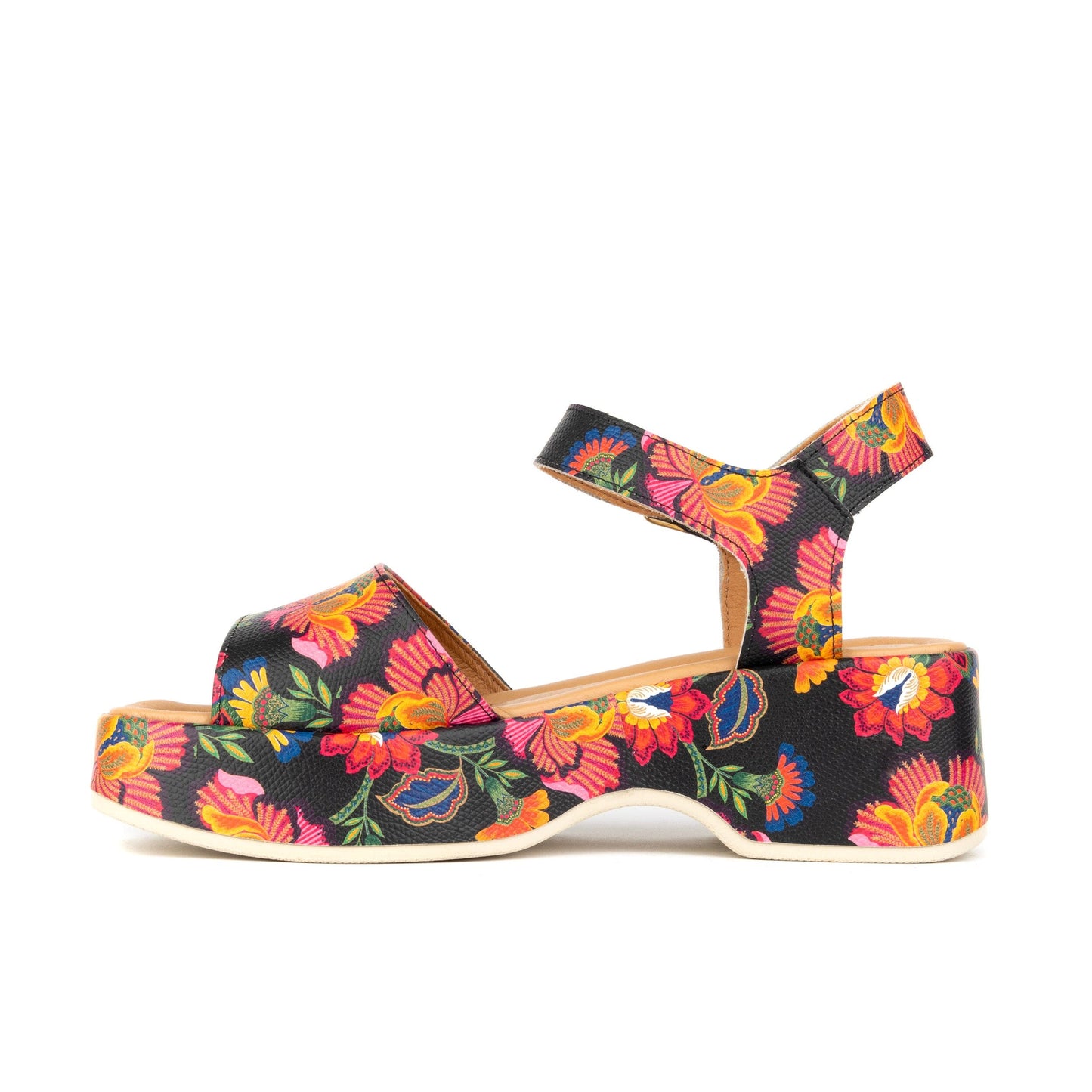 Palm Rise - Black & Red Flowers Womens Sandals Embassy London 