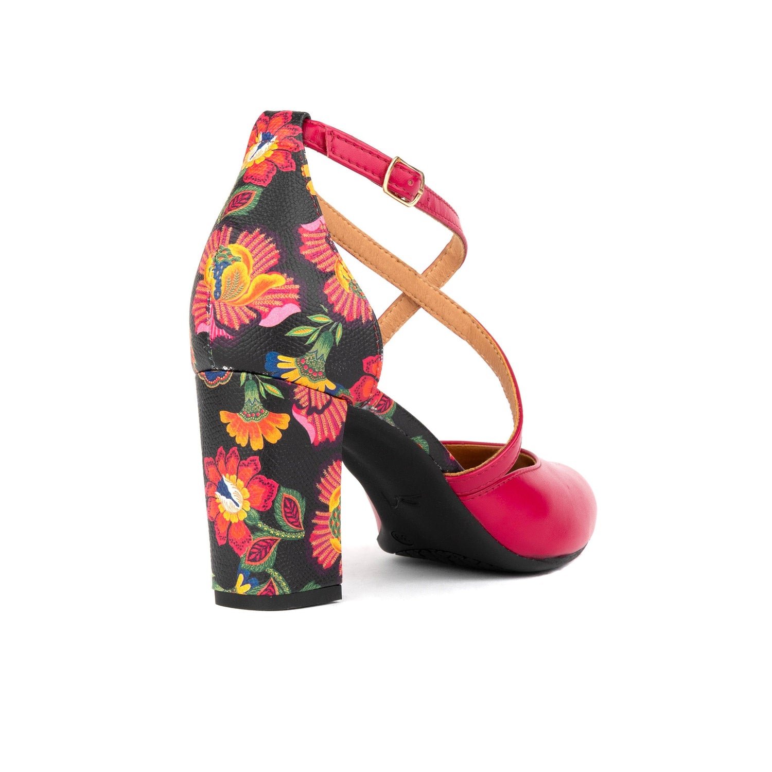 Kylie - Black & Red Flowers Womens Heels Embassy London 