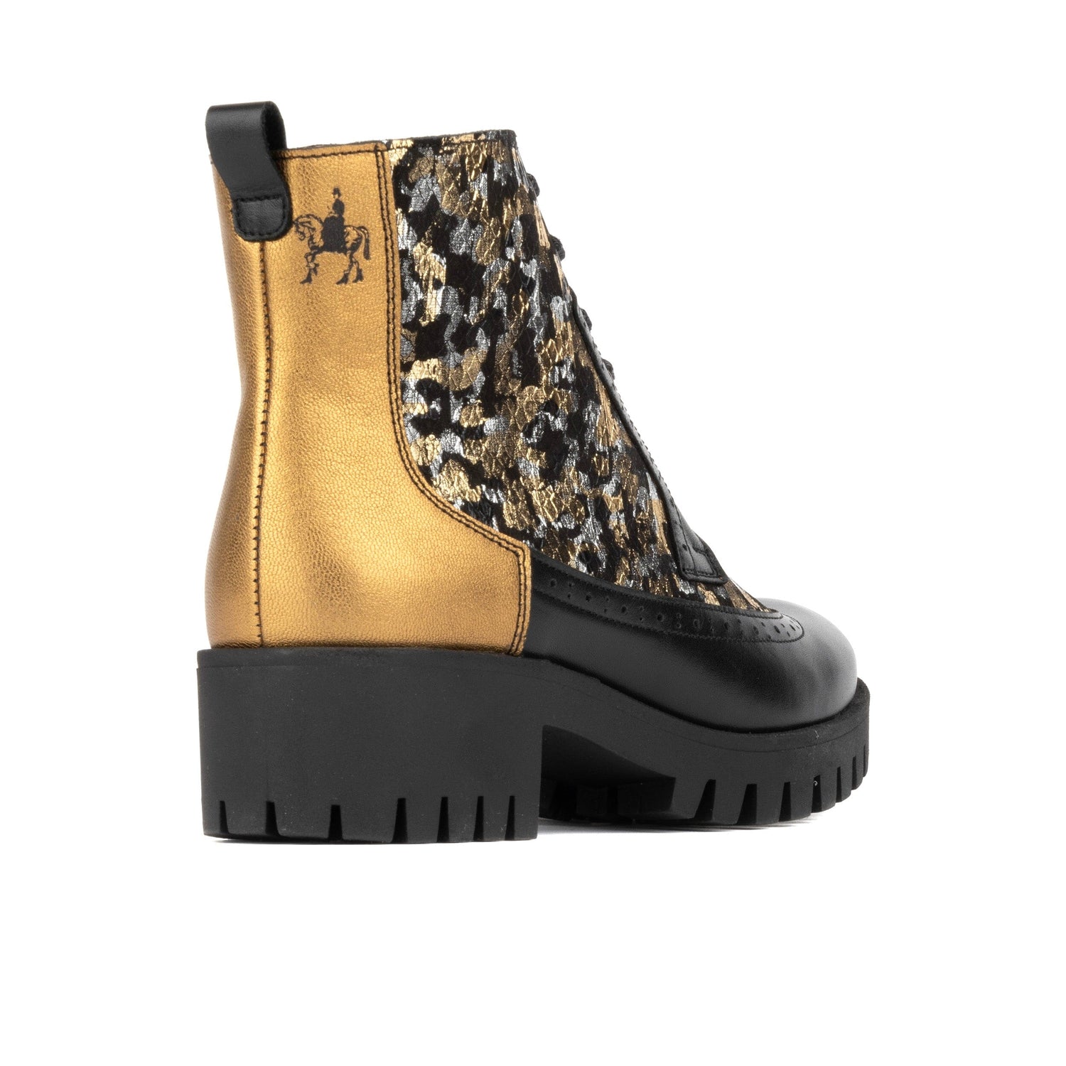 Milliner Platform - Black & Gold Floral Womens Ankle Boots Embassy London 