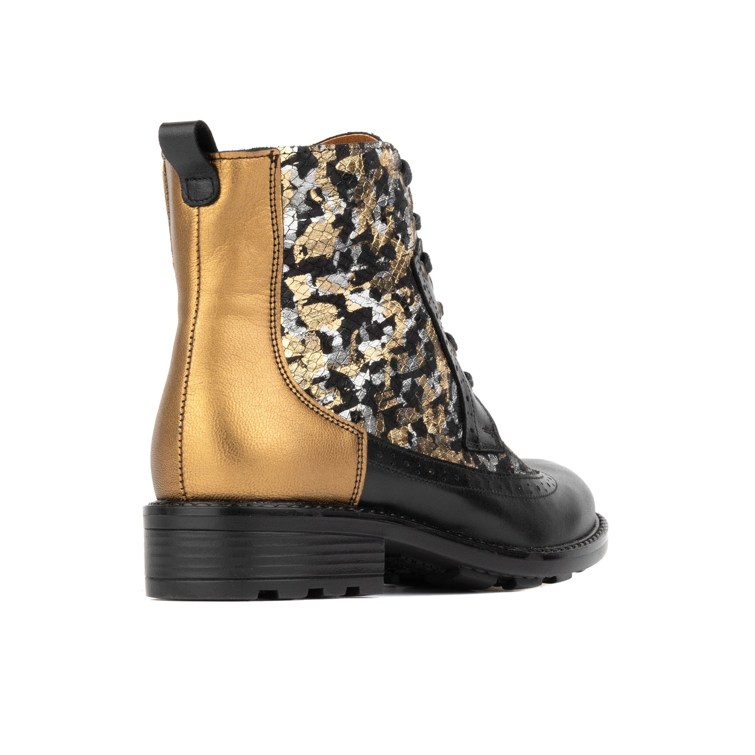 Milliner - Black & Gold Floral Womens Ankle Boots Embassy London 