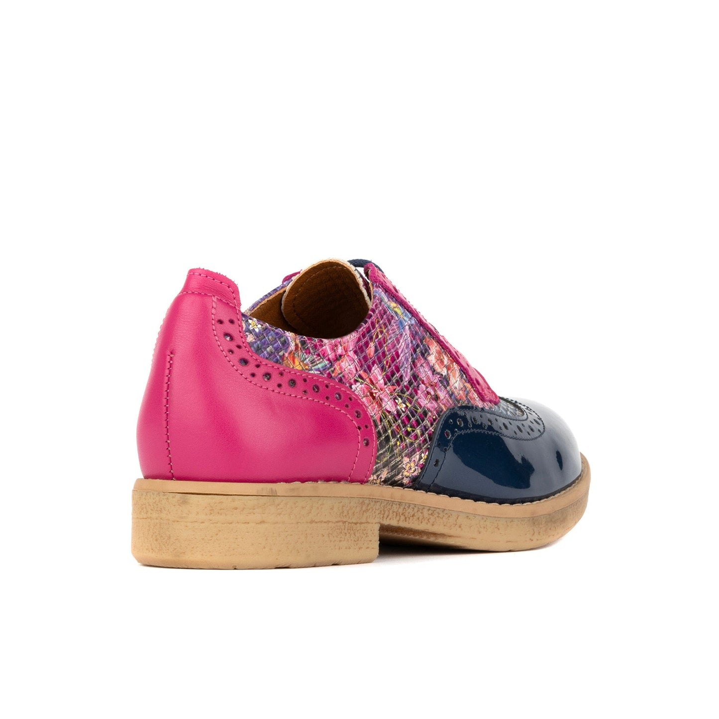 The Artist - Blue & Pink Hummingbird - Women's leather lace-up shoe with brogue detailing Womens Shoes Embassy London 