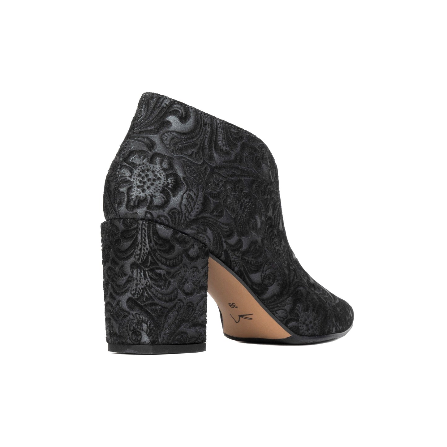 Charlotte - Black Floral Emboss Womens Heels Embassy London 