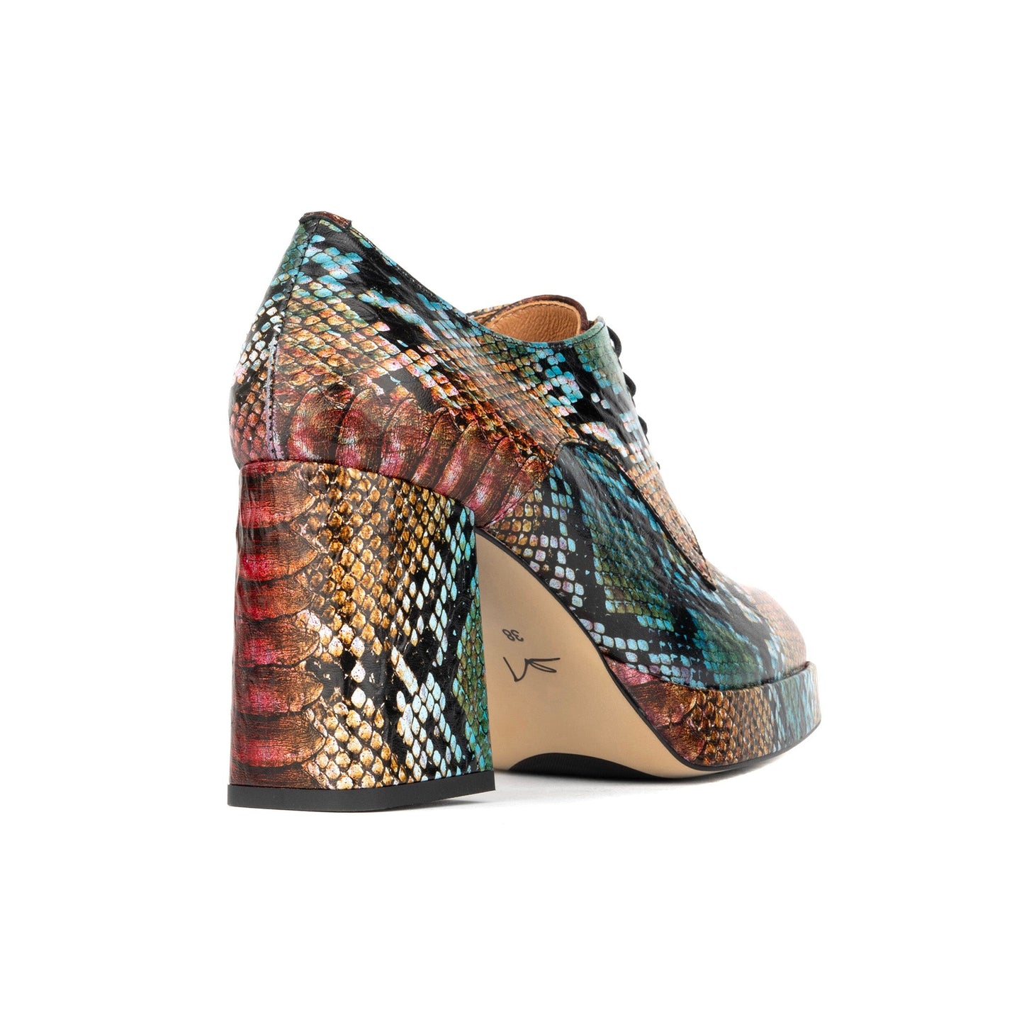 Roulette Platform - Green & Brown Snake Pattern Womens Heels Embassy London 
