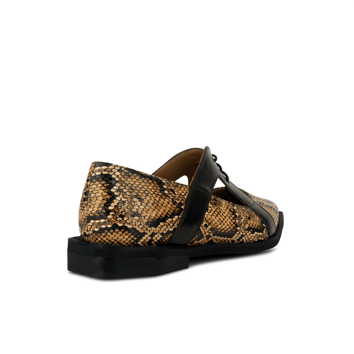 Harlowe - Brown Snake - Women's cutout leather lace up shoe Womens Shoes Embassy London 