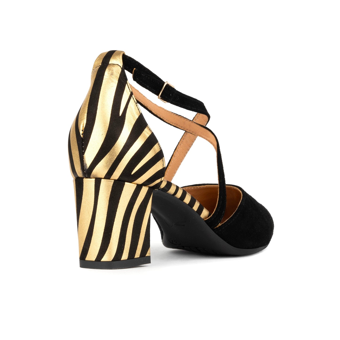 Dannii - Black & Gold Stripes Womens Heels Embassy London 