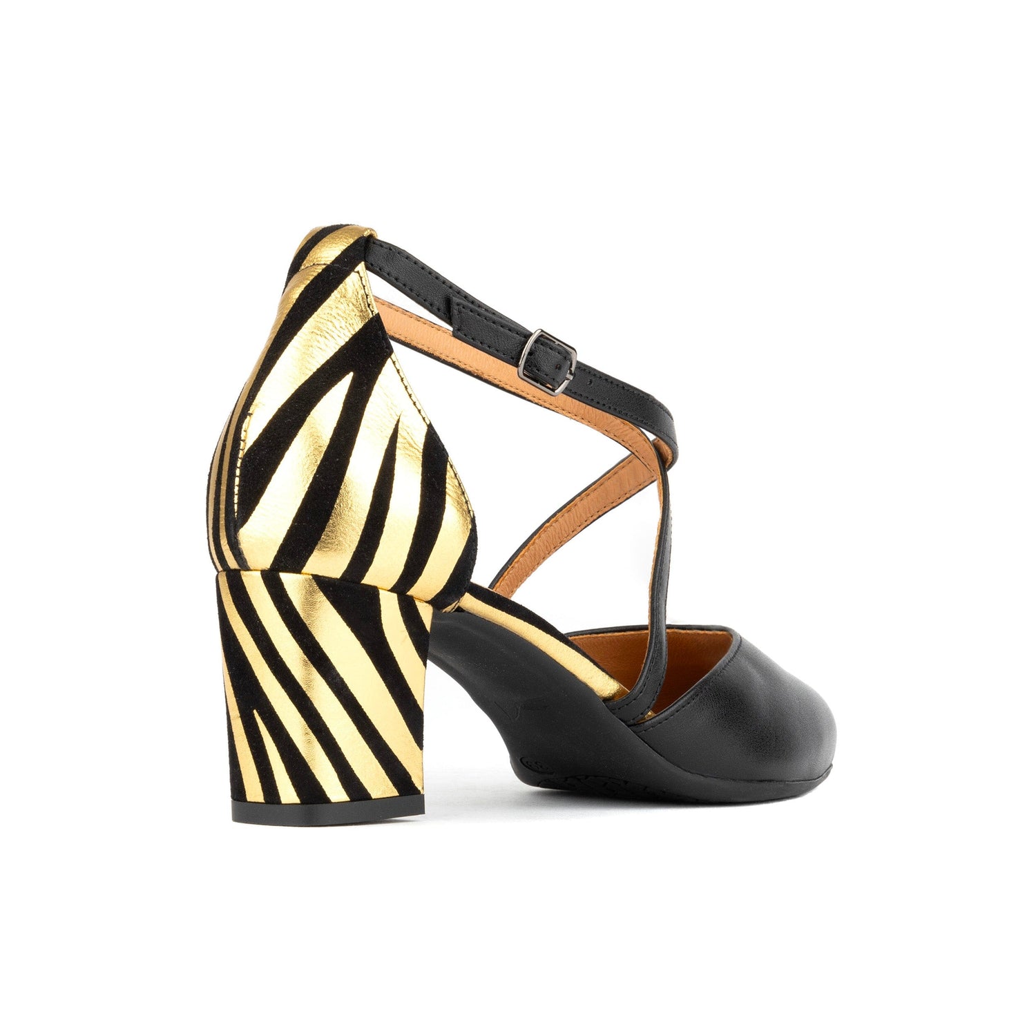 Dannii - Black & Gold Stripes Womens Heels Embassy London 