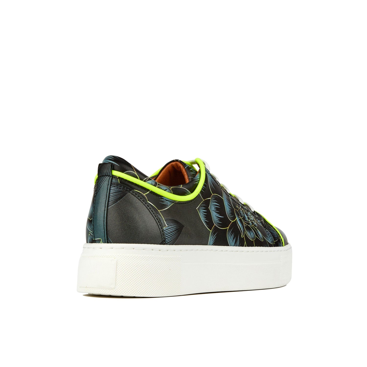 Camila - Black Grey Flower & Yellow Fluro Womens Trainers Embassy London 