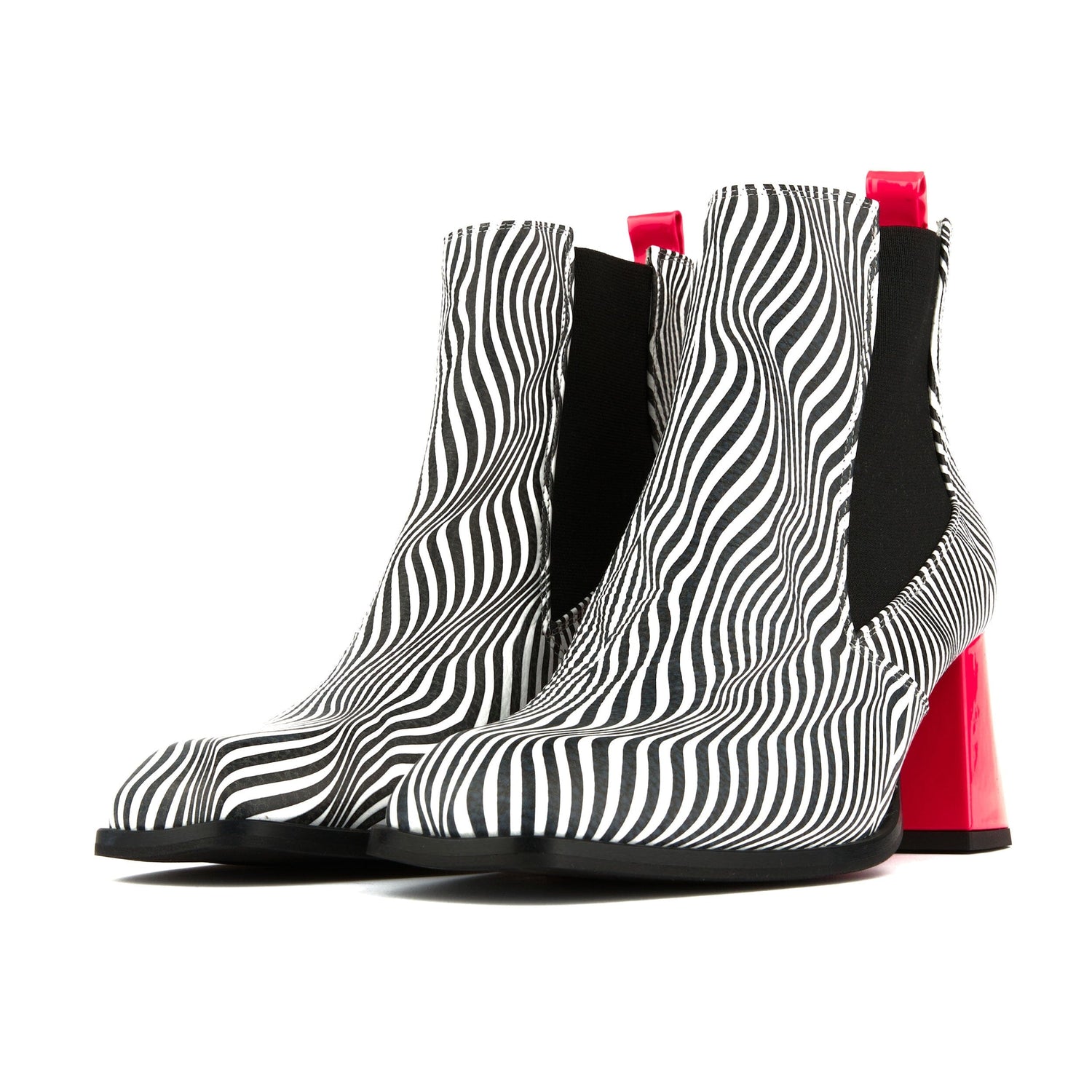 Claudia Mini - Optical Zebra & Black & Pink Womens Ankle Boots Embassy London 