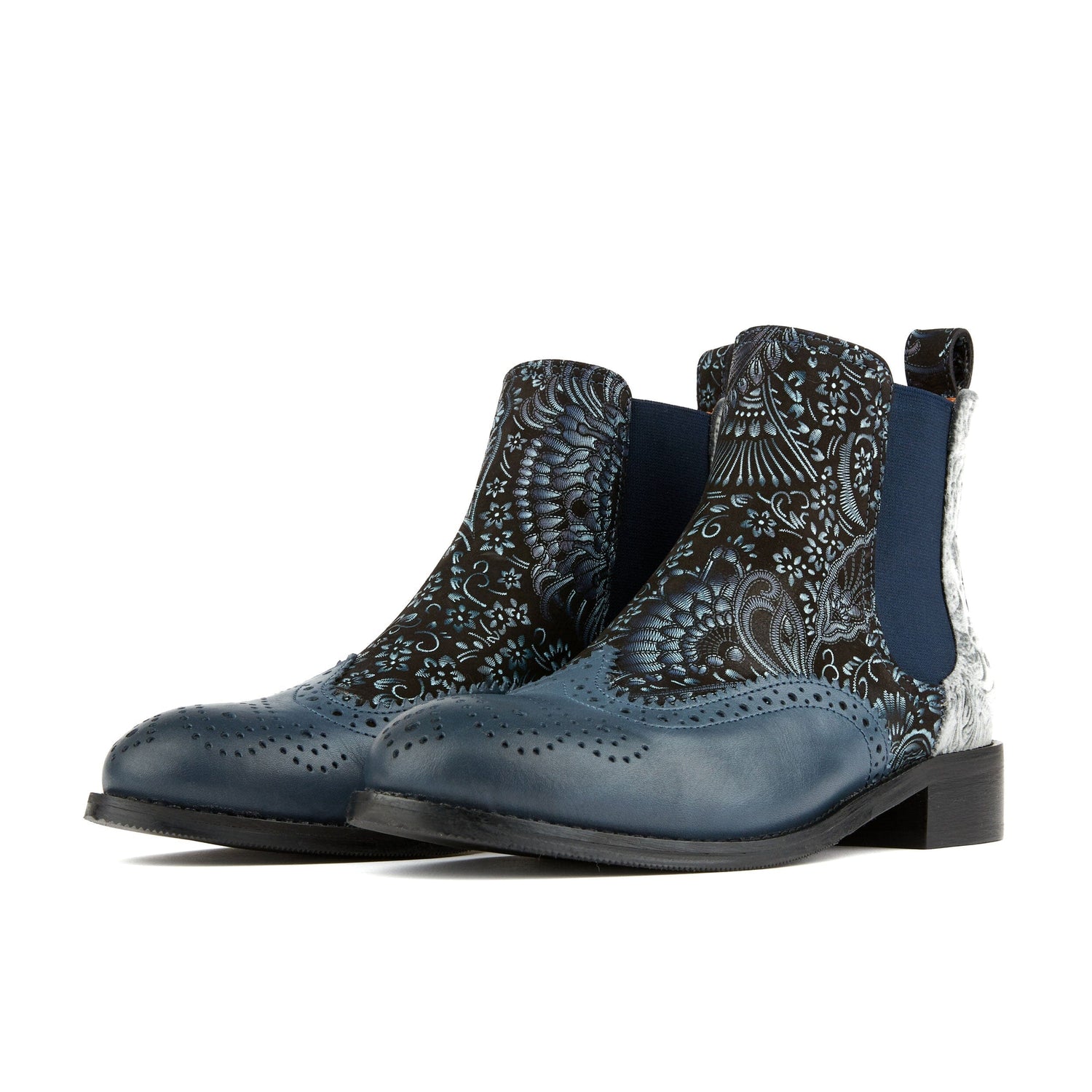 Mamacita - Silver Paisley & Black Womens Ankle Boots Embassy London 